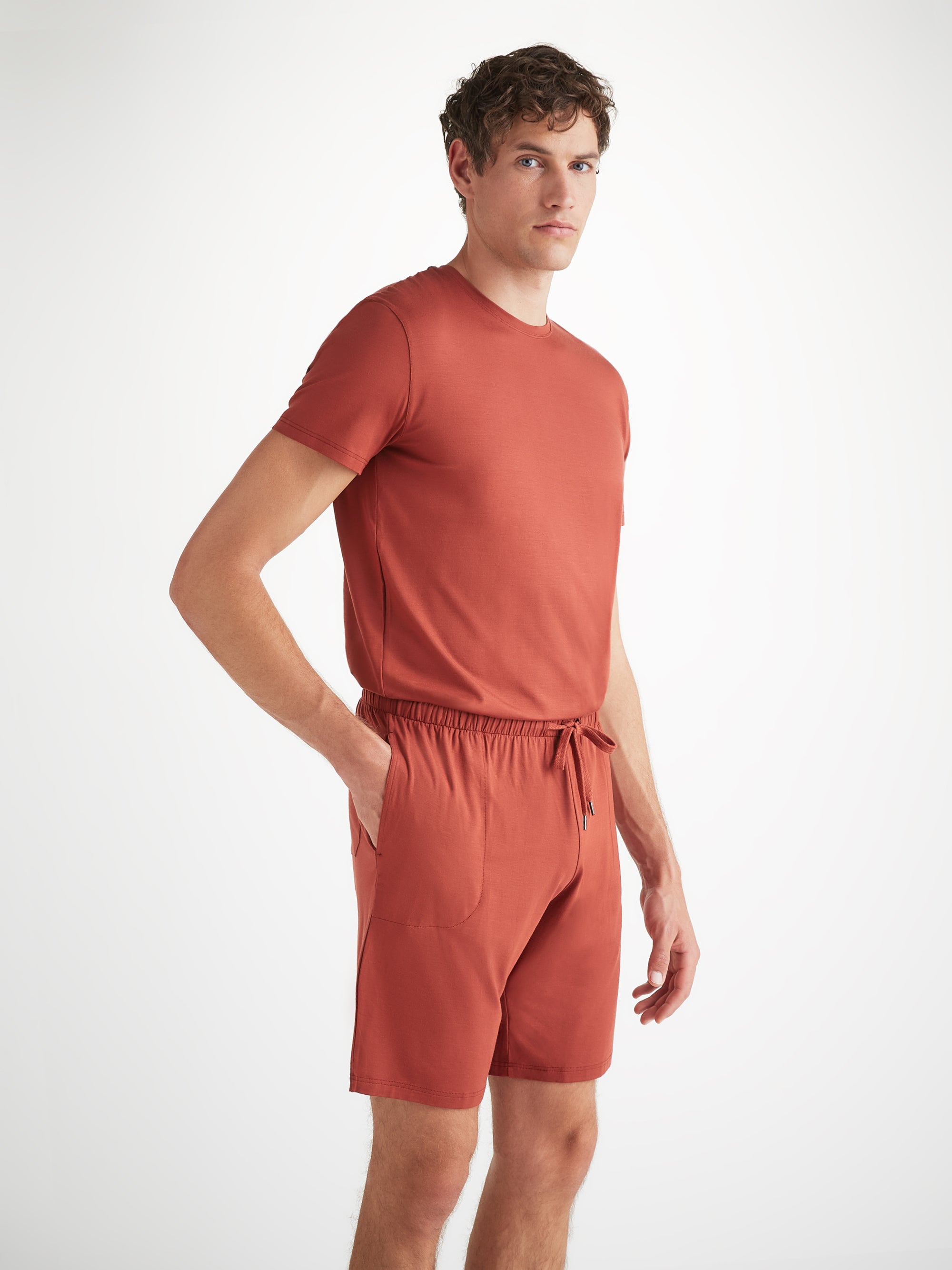 Men s Lounge Shorts Basel Micro Modal Stretch Rust Red