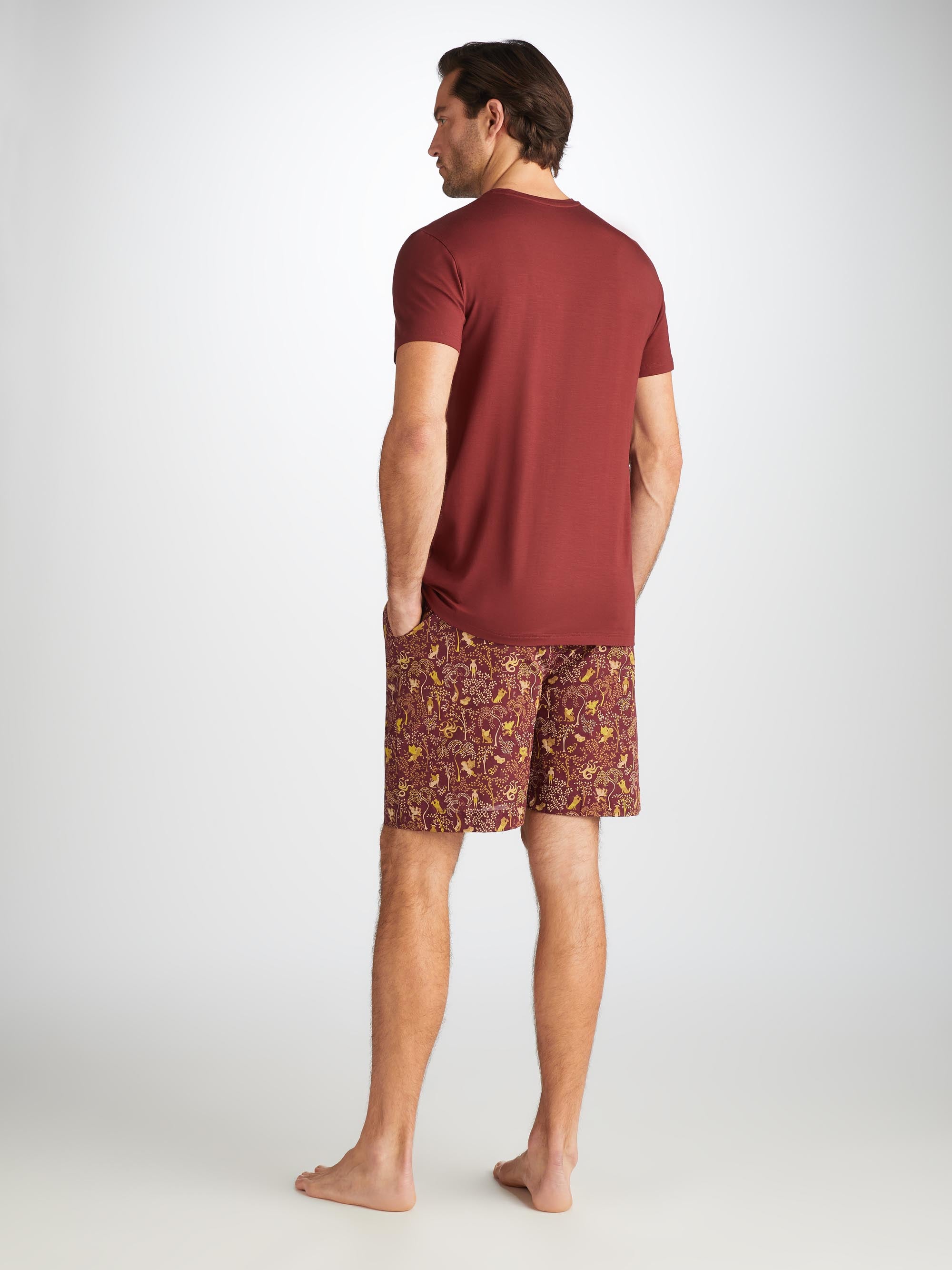 Men's Lounge Shorts Ledbury 74 Cotton Batiste Burgundy