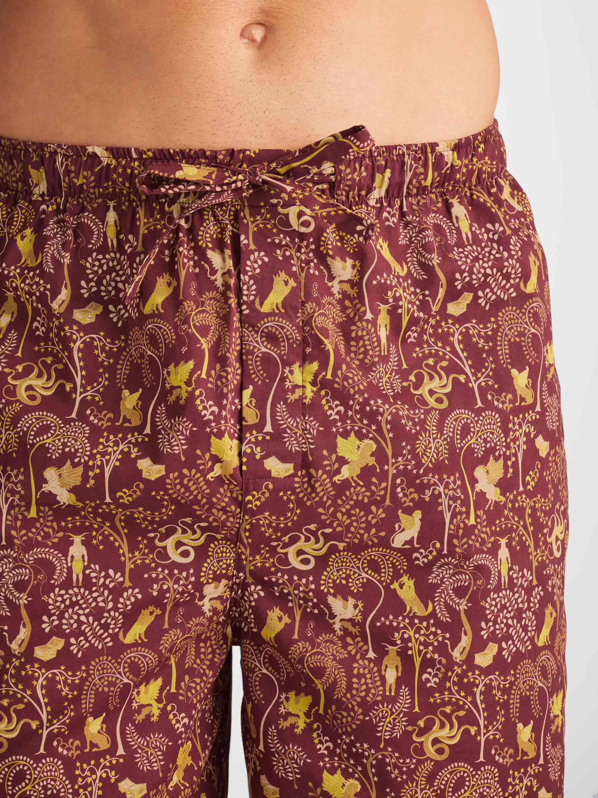 Men's Lounge Shorts Ledbury 74 Cotton Batiste Burgundy