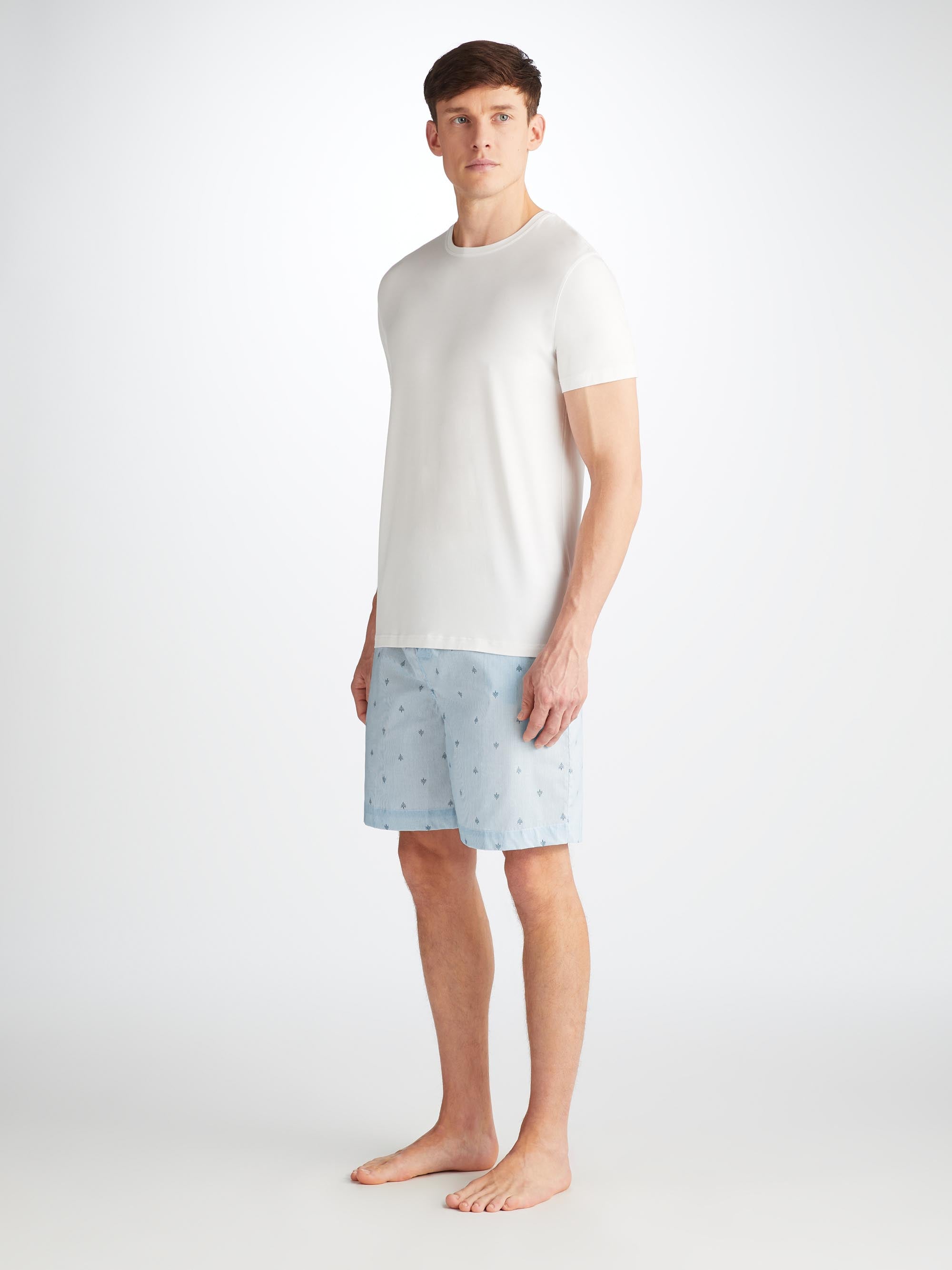 Men's Lounge Shorts Nelson 100 Cotton Batiste Blue