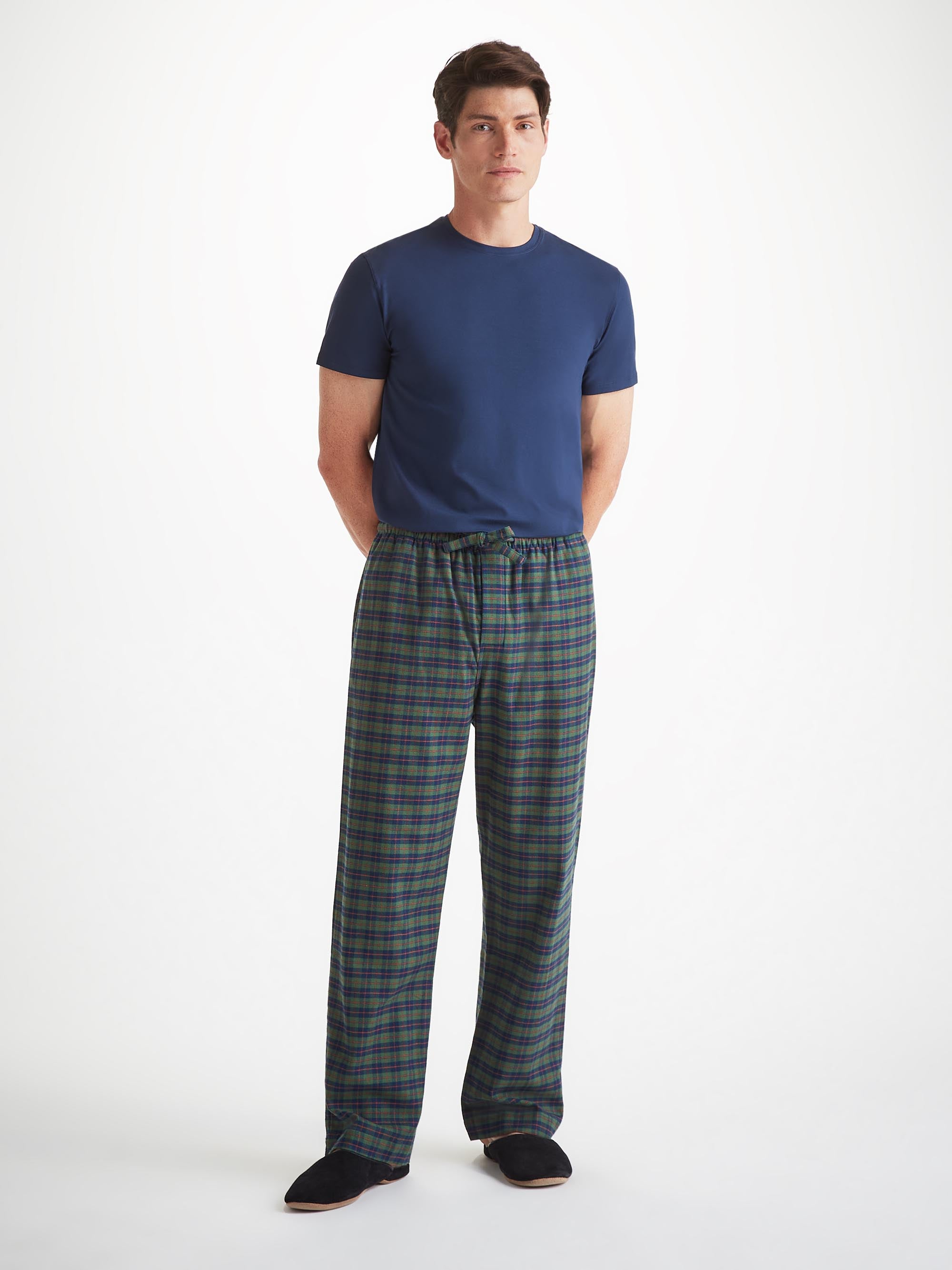 Men's Lounge Pants Kelburn 47 Brushed Cotton Green