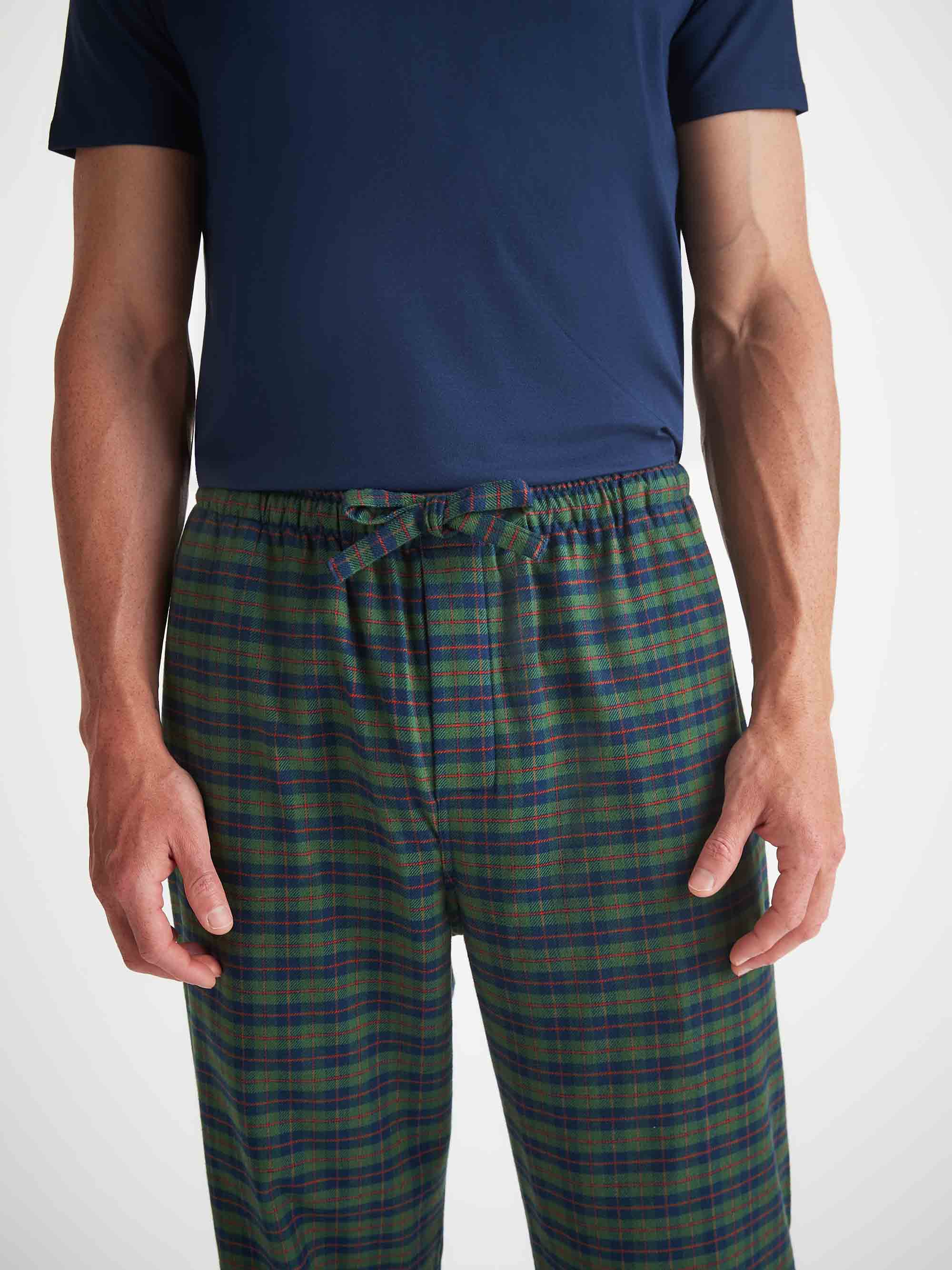 Men's Lounge Pants Kelburn 47 Brushed Cotton Green