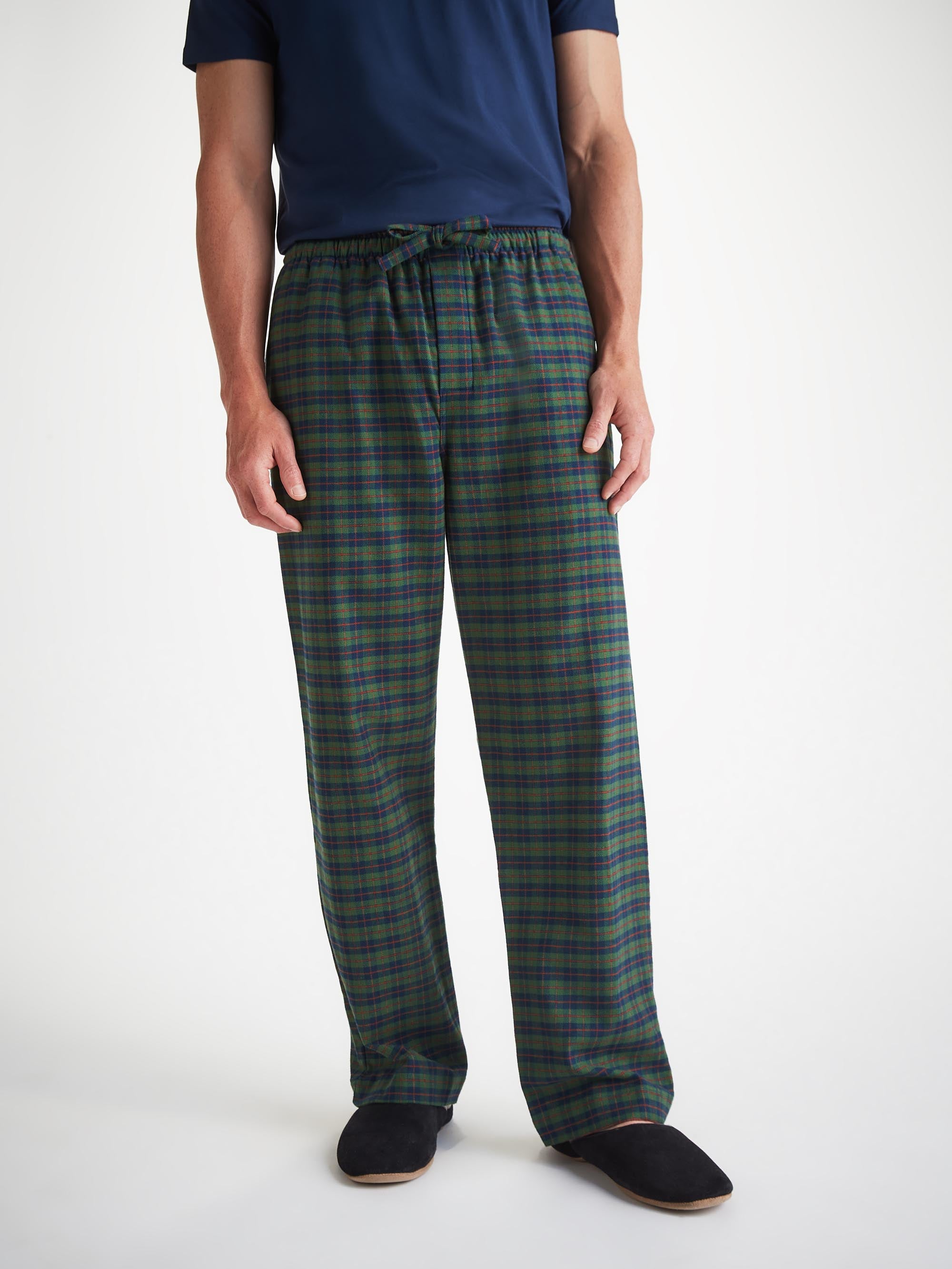 Men's Lounge Pants Kelburn 47 Brushed Cotton Green