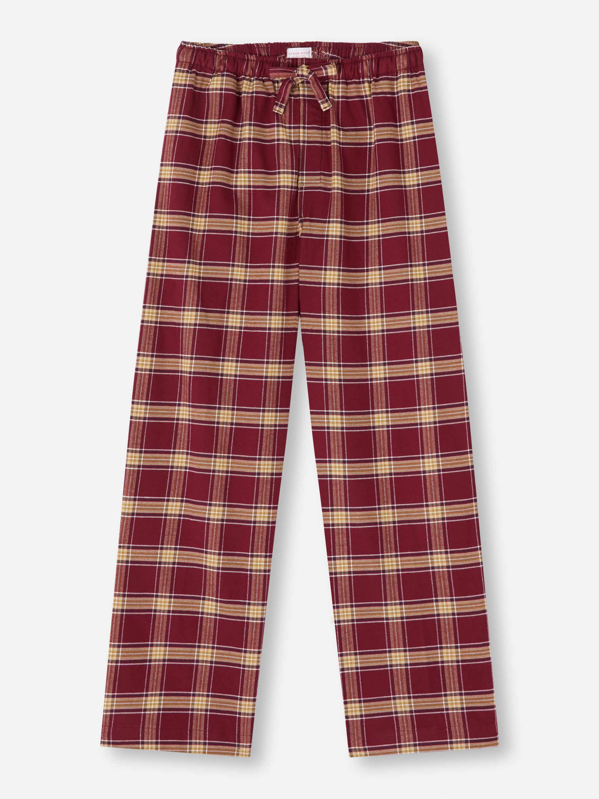 Men's Lounge Pants Kelburn 48 Brushed Cotton Burgundy