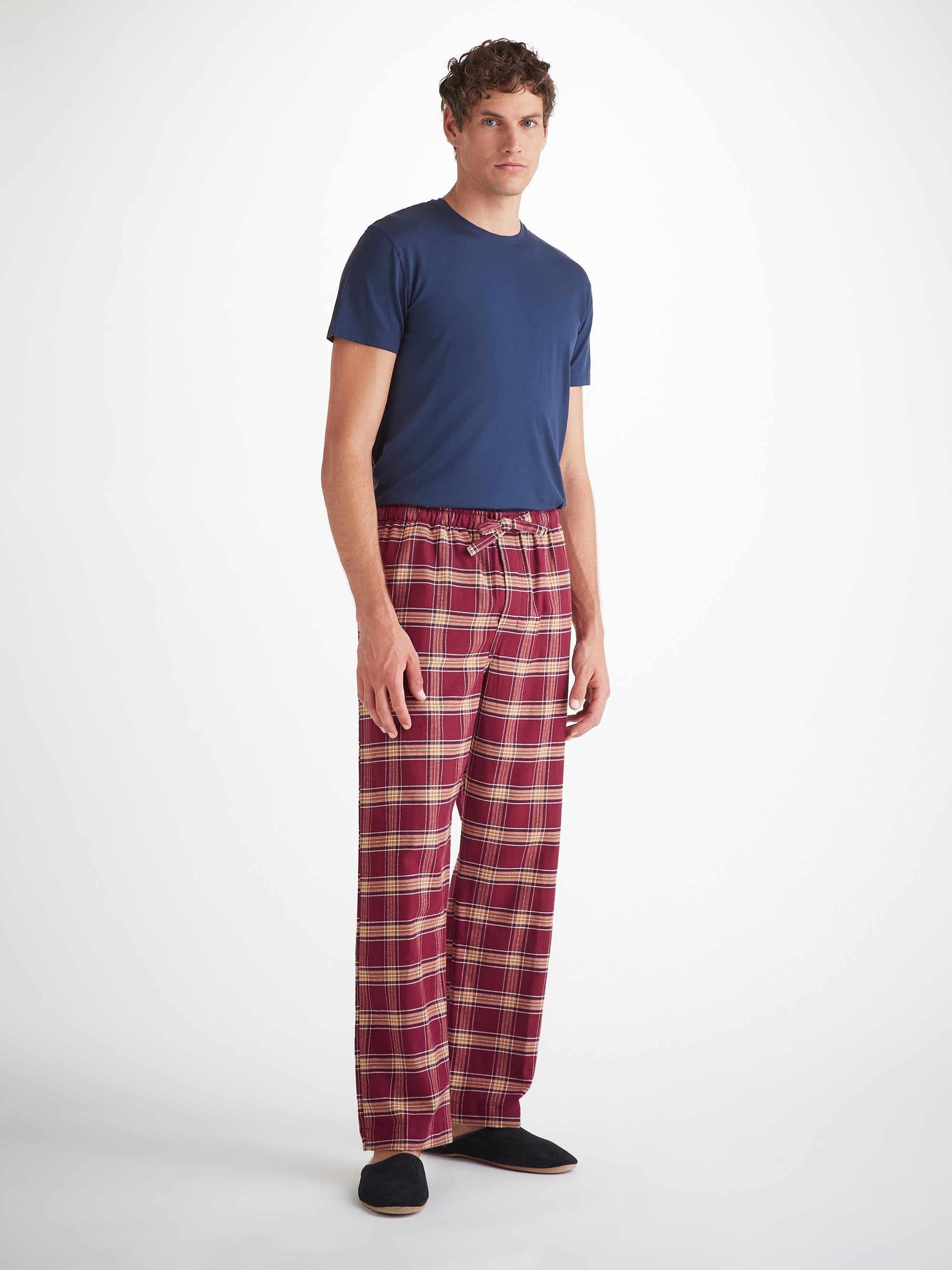 Men's Lounge Pants Kelburn 48 Brushed Cotton Burgundy