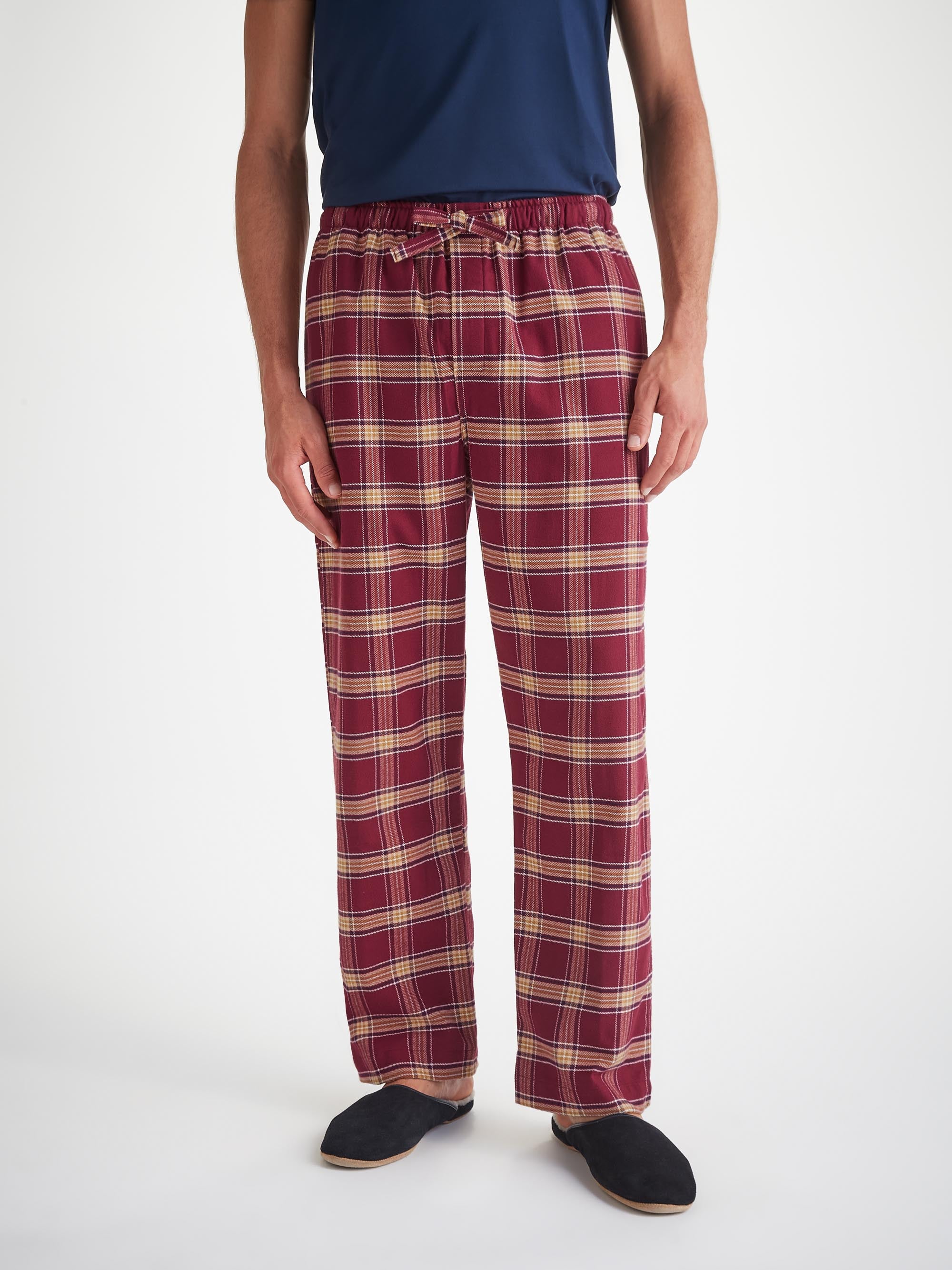 Men's Lounge Pants Kelburn 48 Brushed Cotton Burgundy