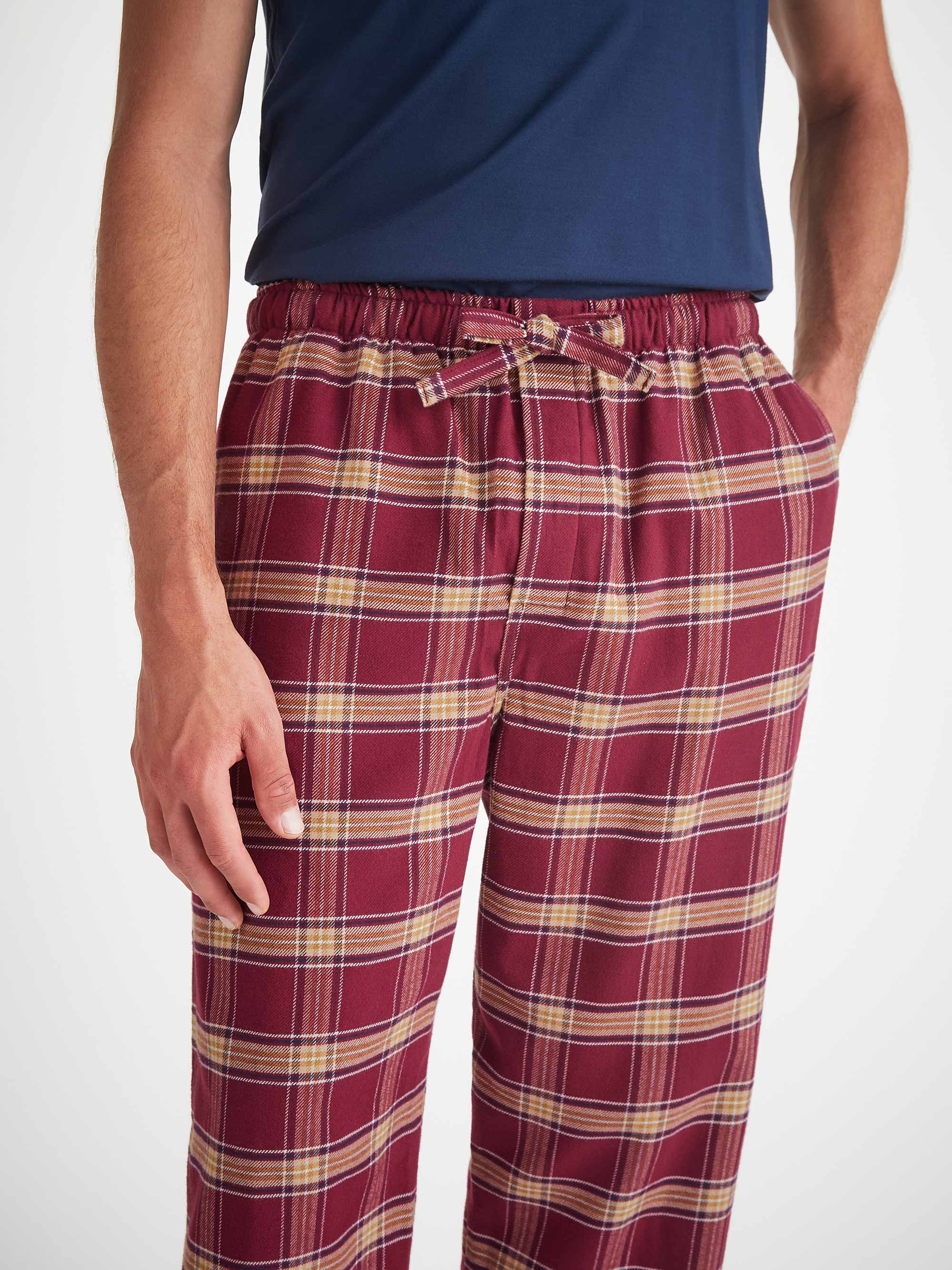 Men's Lounge Pants Kelburn 48 Brushed Cotton Burgundy