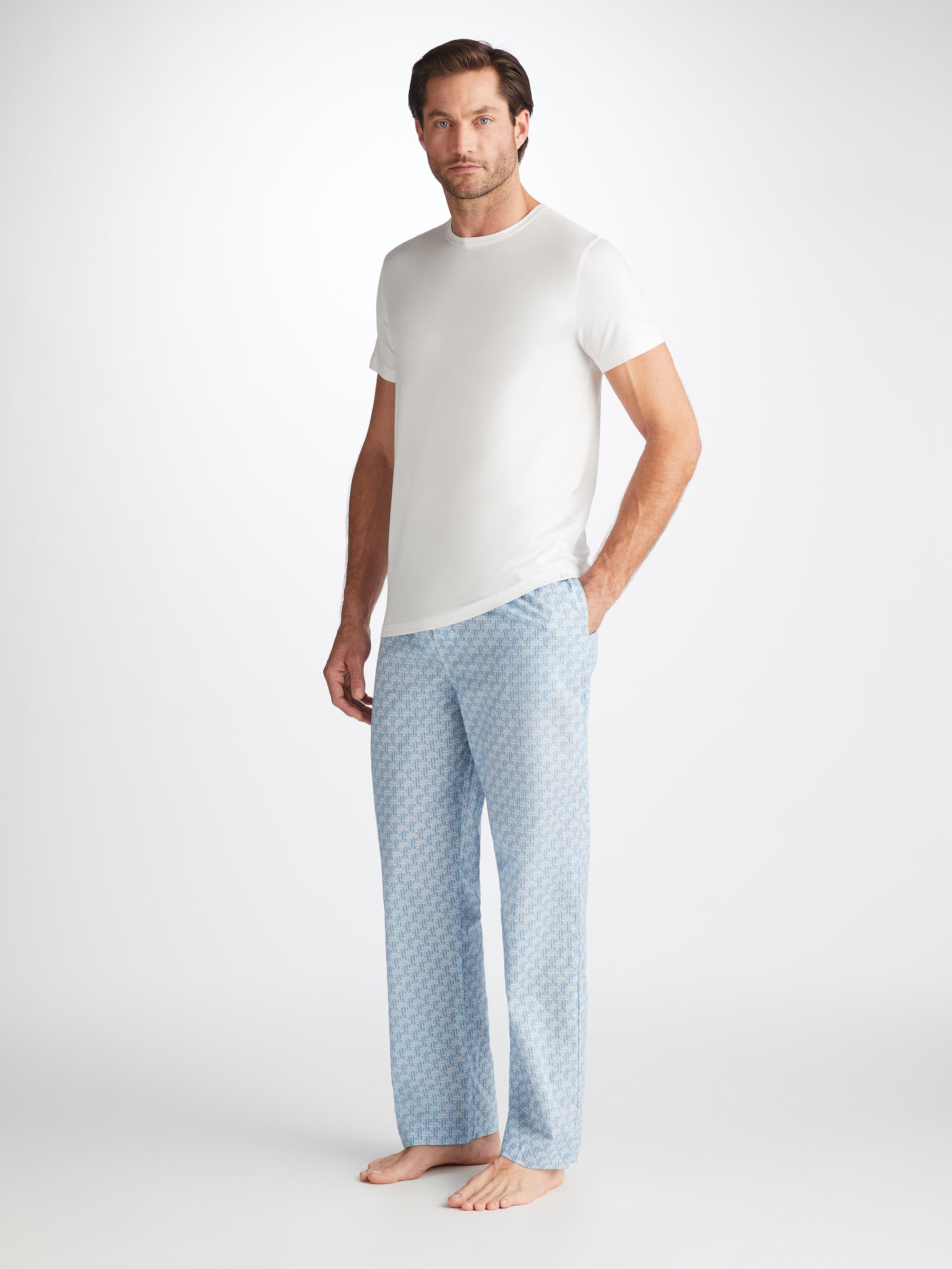 Men's Lounge Pants Ledbury 72 Cotton Batiste Blue