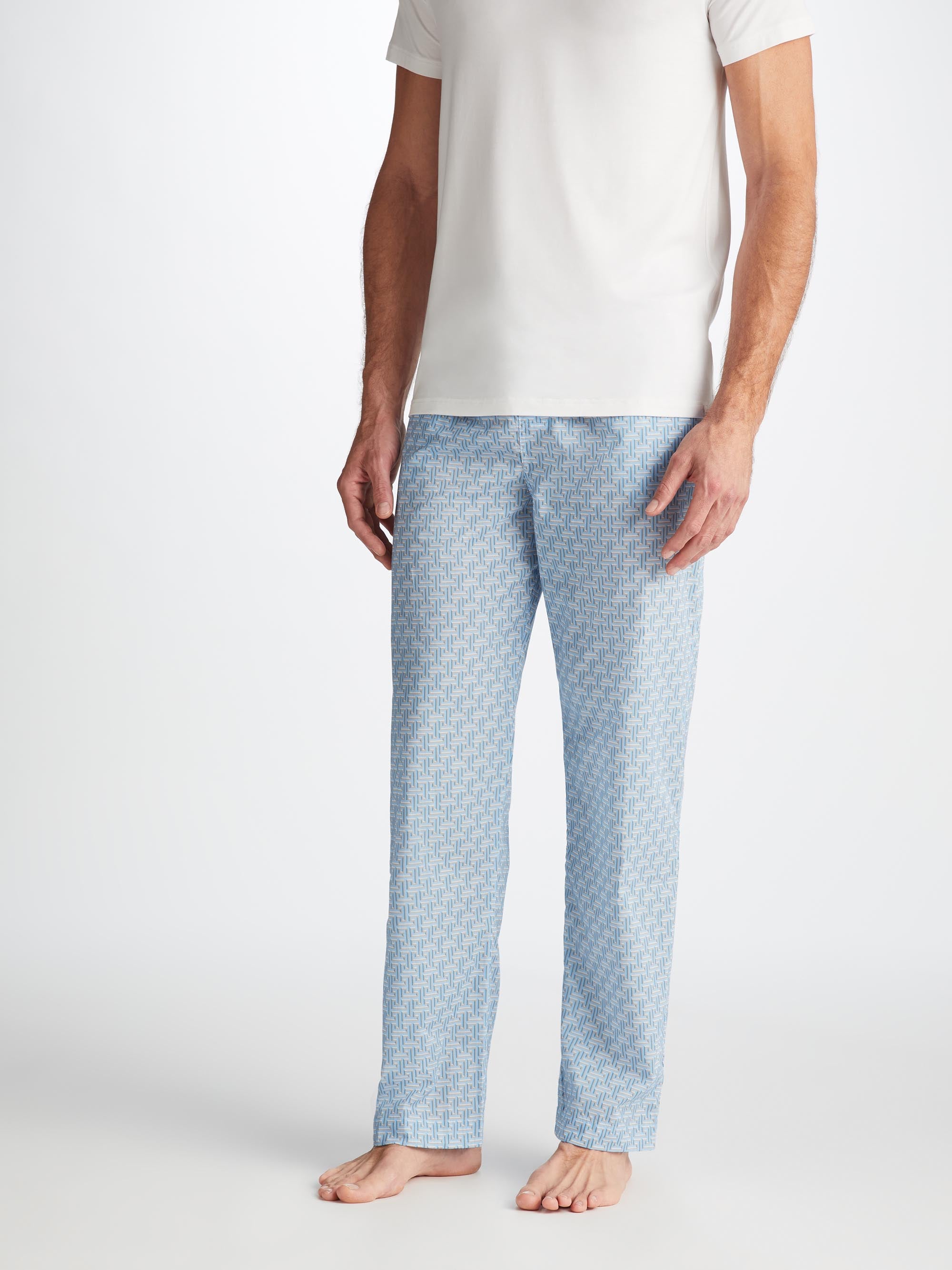 Men's Lounge Pants Ledbury 72 Cotton Batiste Blue