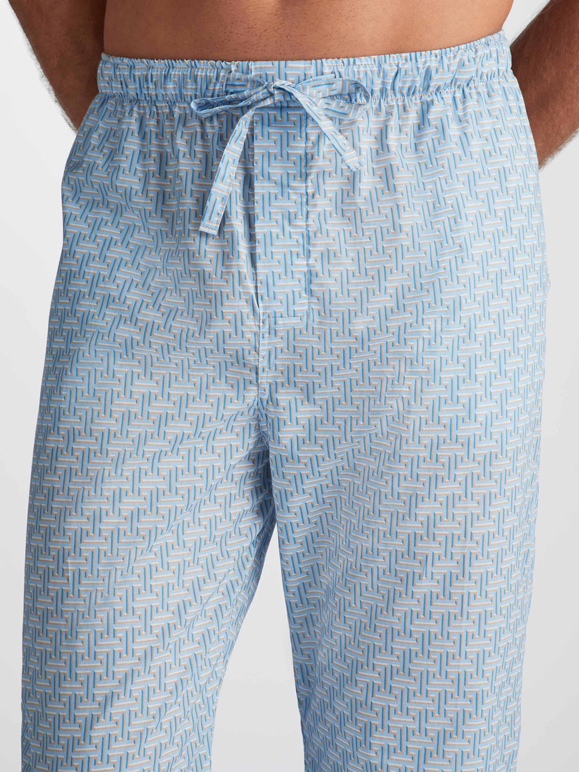 Men's Lounge Pants Ledbury 72 Cotton Batiste Blue