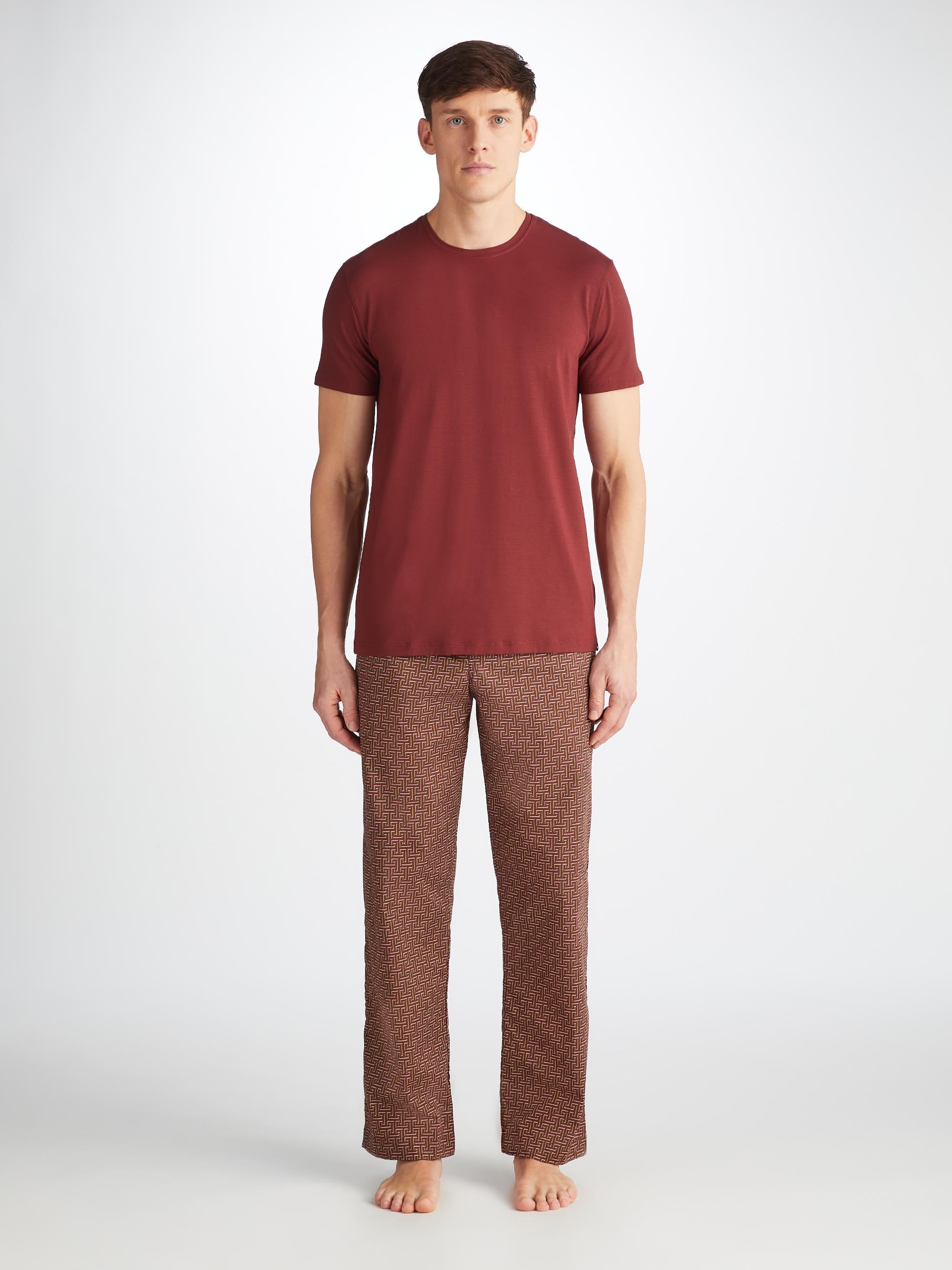 Men's Lounge Pants Ledbury 72 Cotton Batiste Burgundy