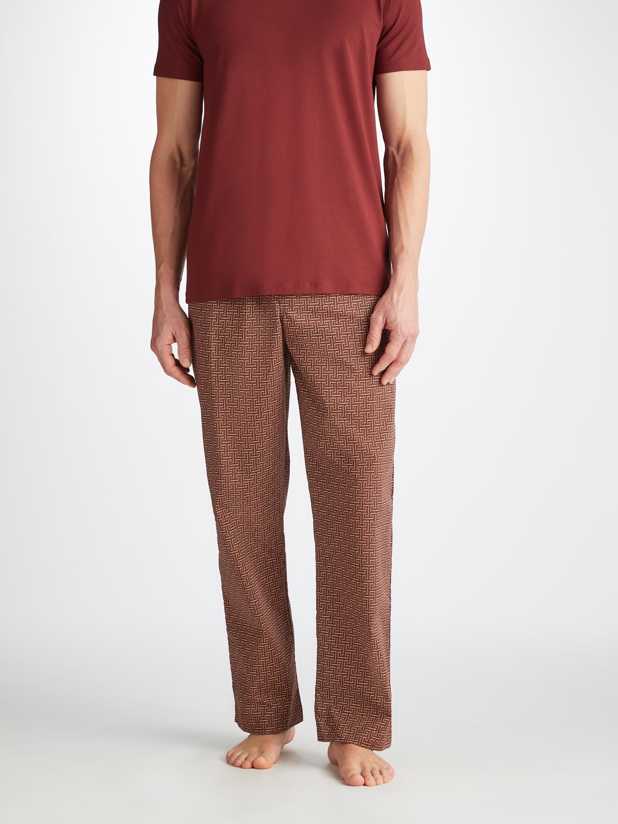 Men's Lounge Trousers Ledbury 72 Cotton Batiste Burgundy