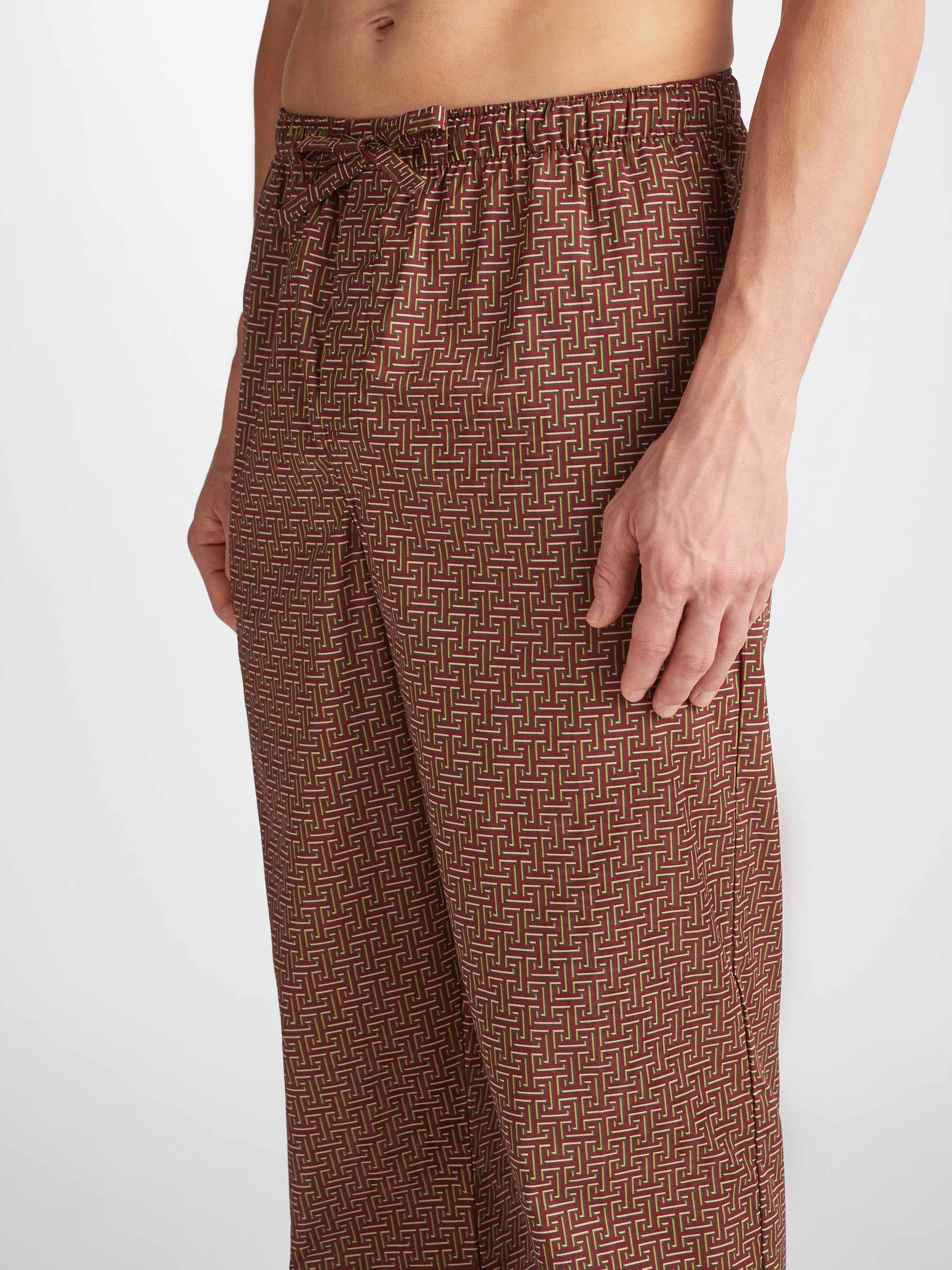 Men's Lounge Pants Ledbury 72 Cotton Batiste Burgundy