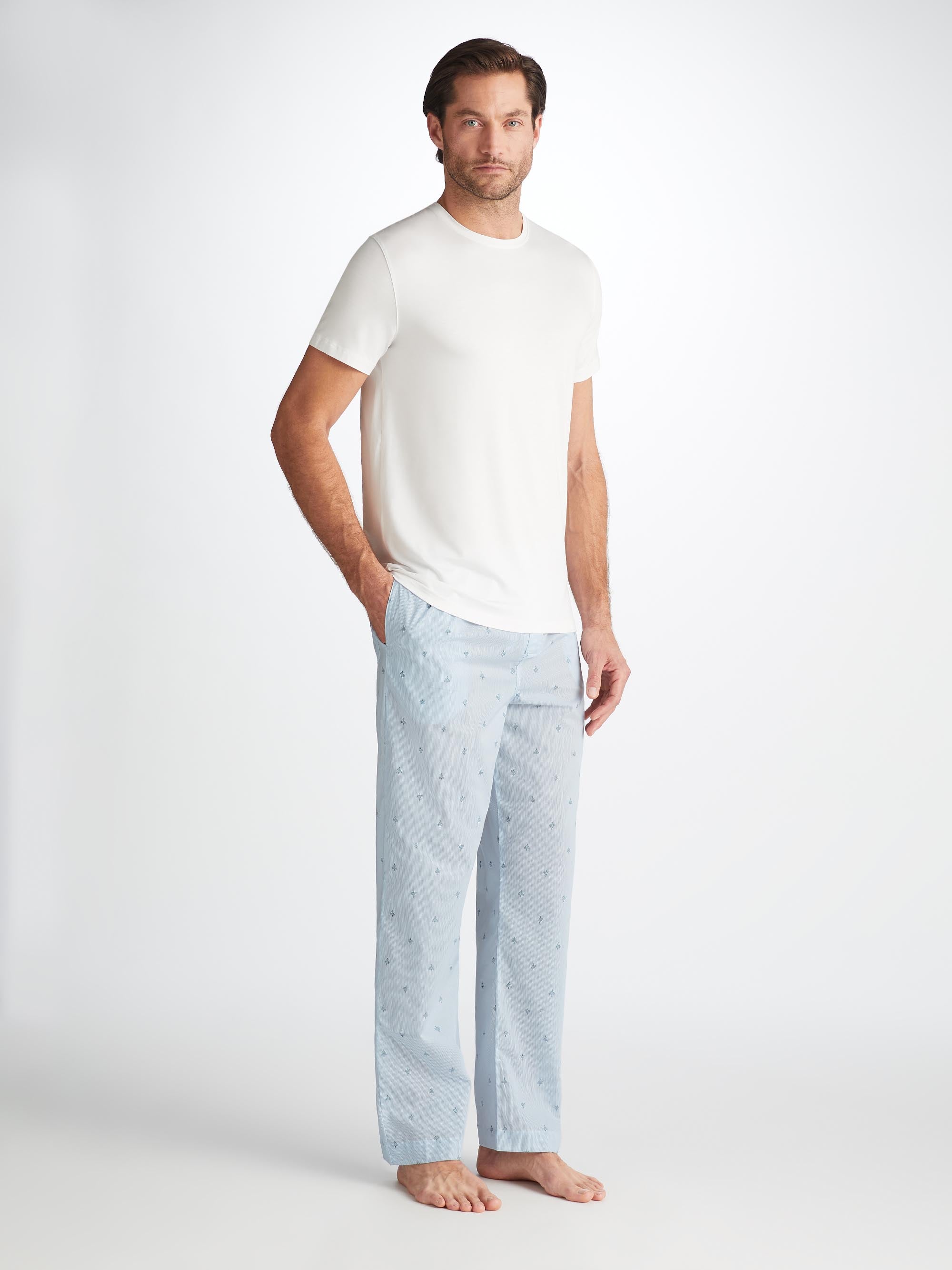 Men's Lounge Pants Nelson 100 Cotton Batiste Blue