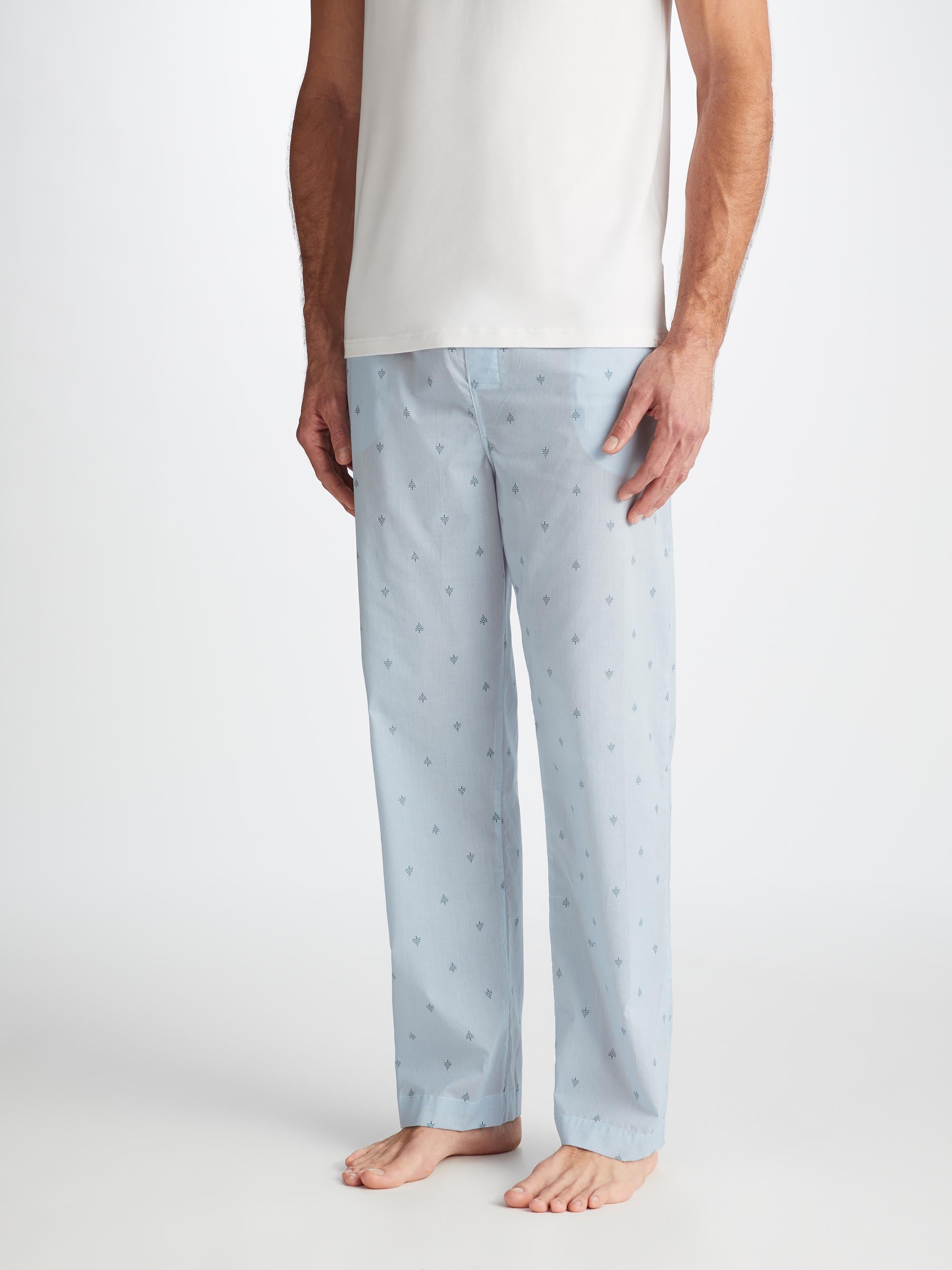 Men's Lounge Pants Nelson 100 Cotton Batiste Blue