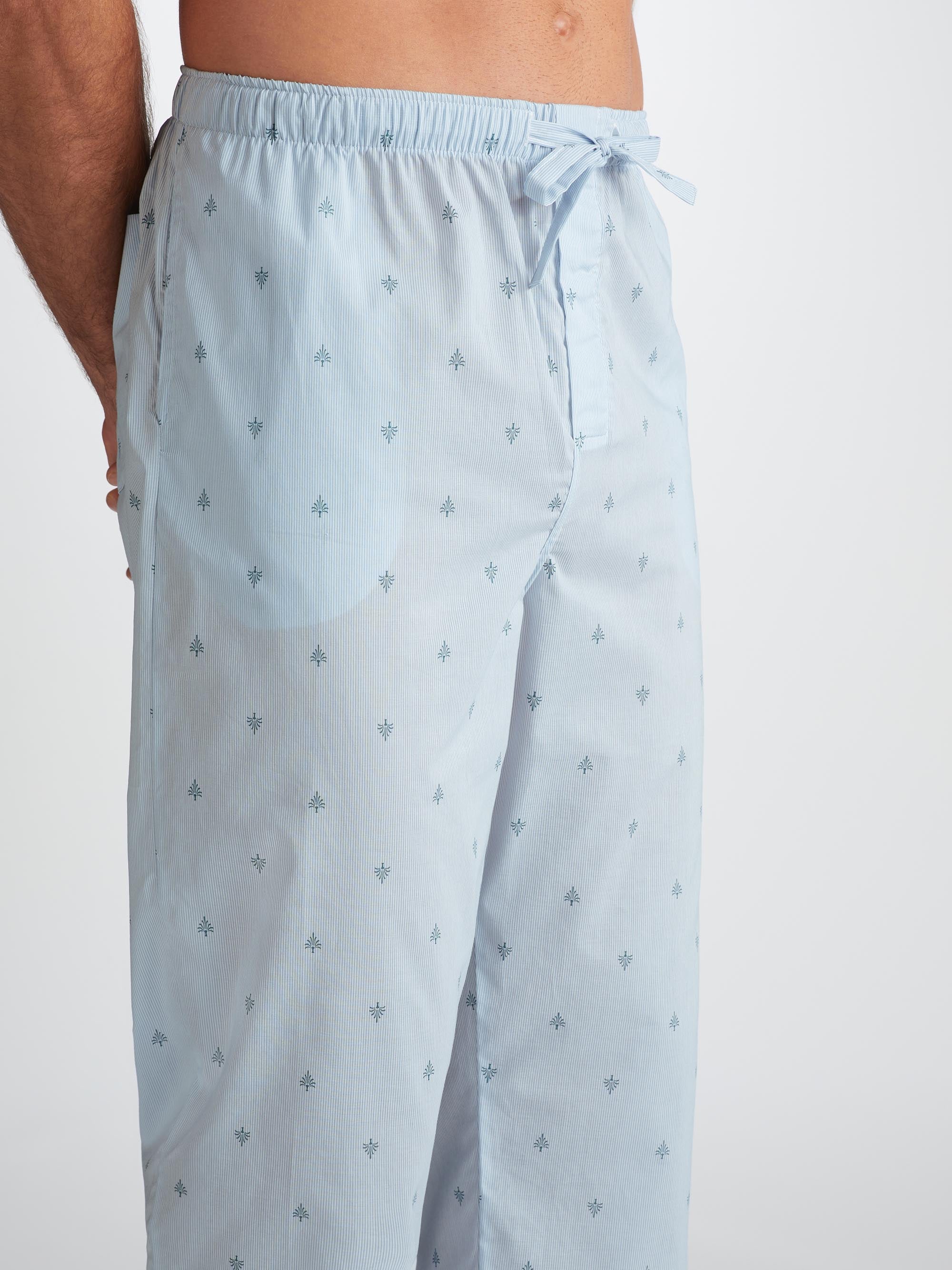 Men's Lounge Pants Nelson 100 Cotton Batiste Blue