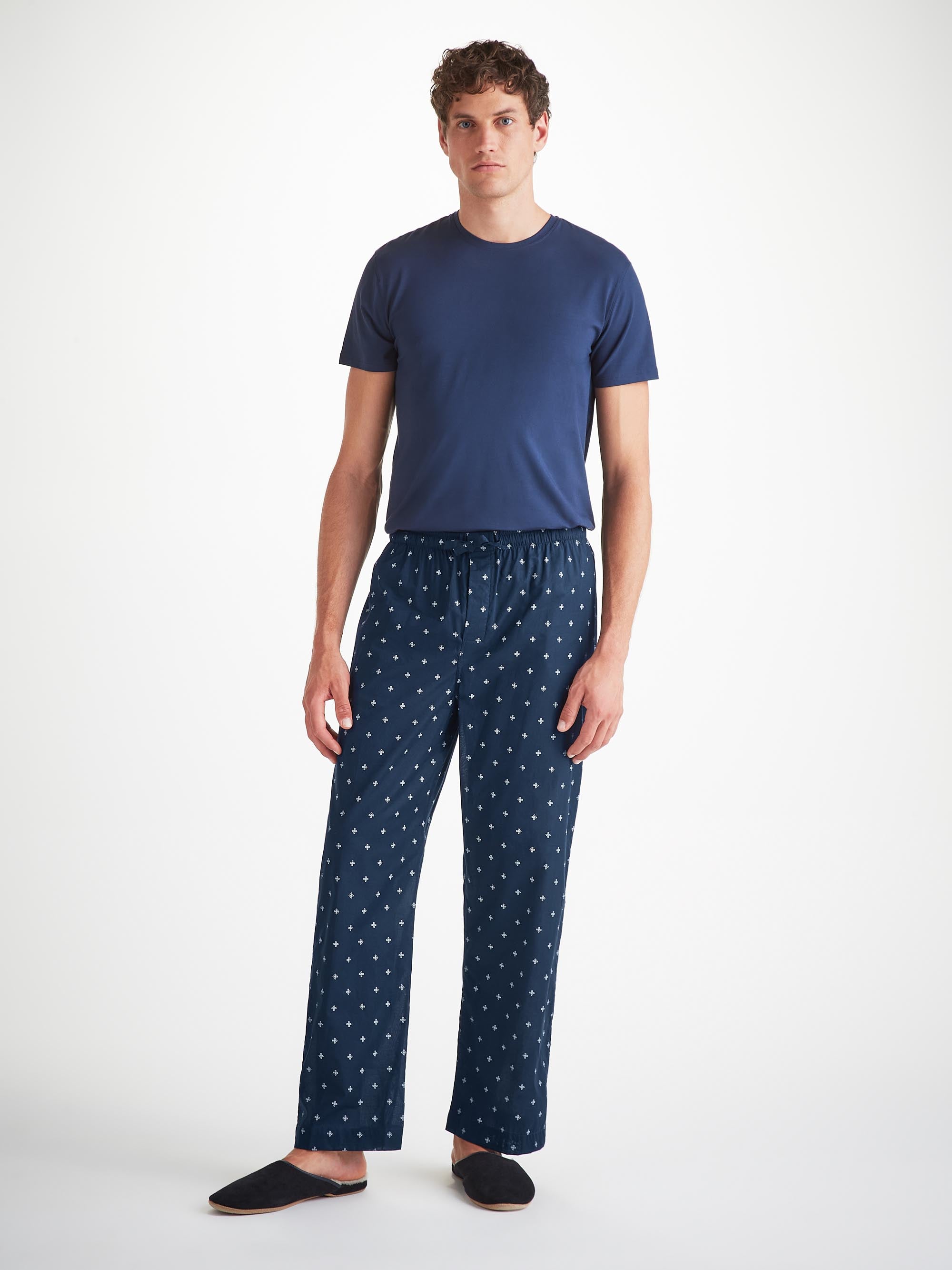 Men's Lounge Pants Cotton Batiste Navy Sailor's Knot Print