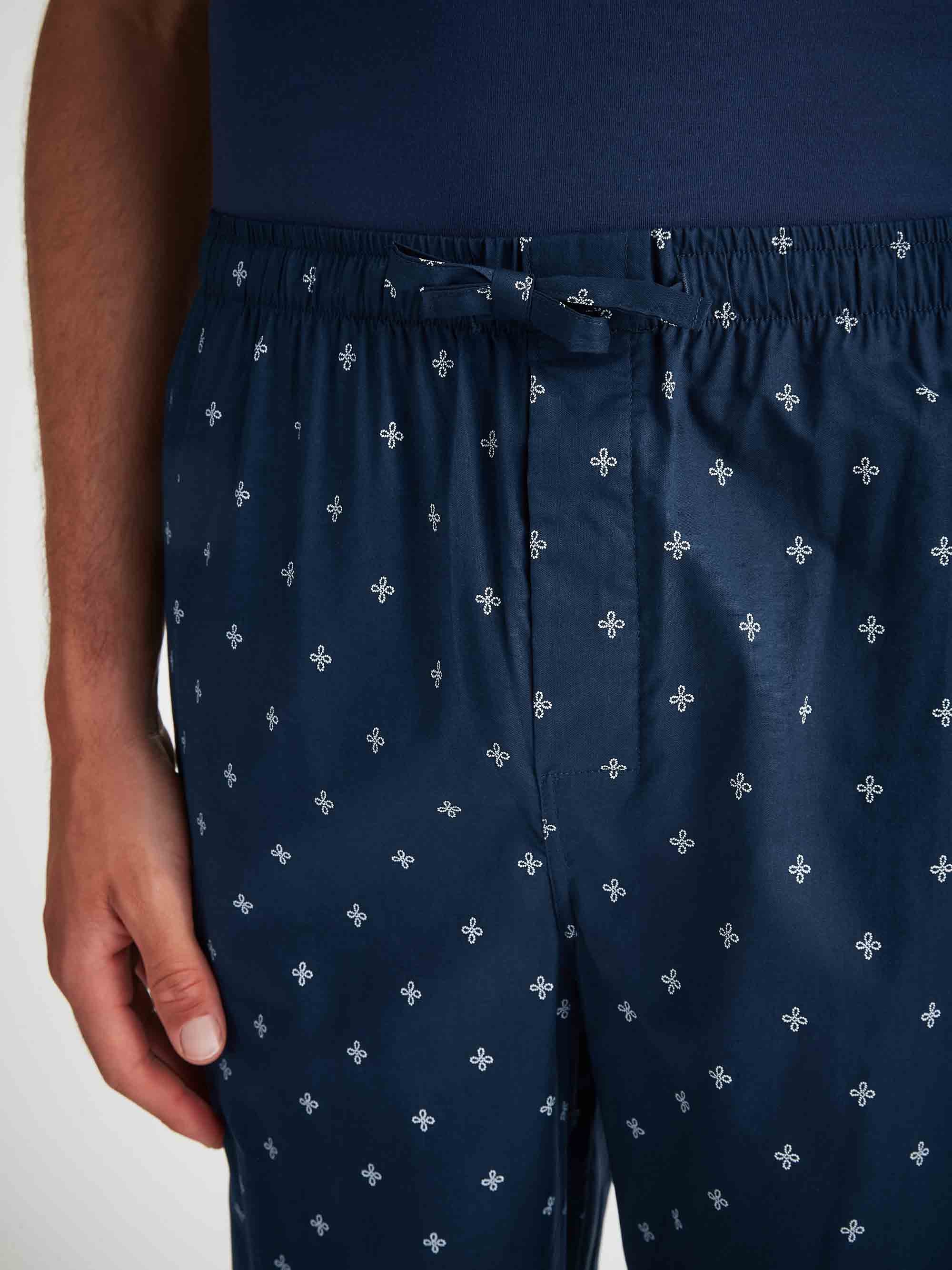 Men's Lounge Trousers Cotton Batiste Navy Sailor's Knot Print