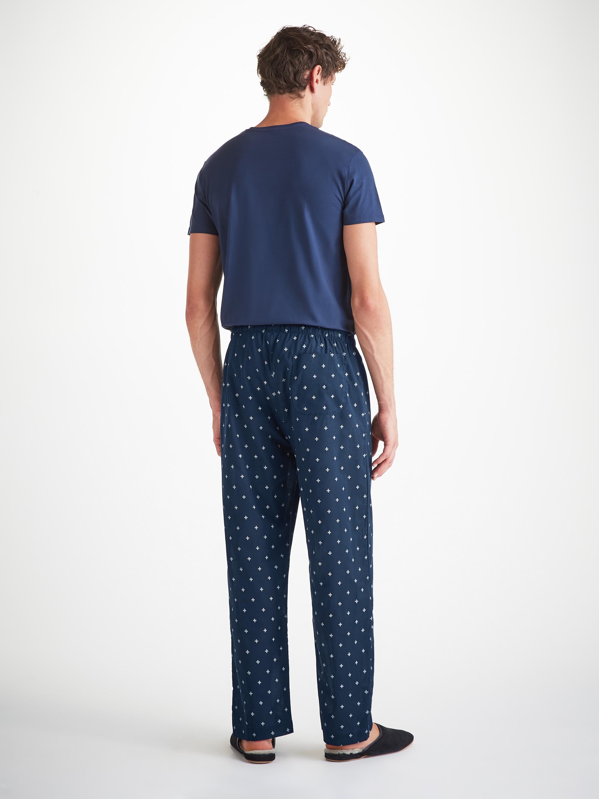 Men's Lounge Trousers Cotton Batiste Navy Sailor's Knot Print