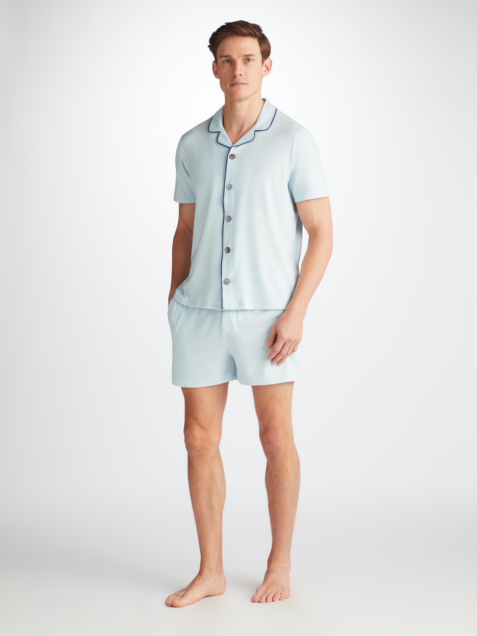 Men's Short Pyjamas Basel Micro Modal Stretch Ice Blue