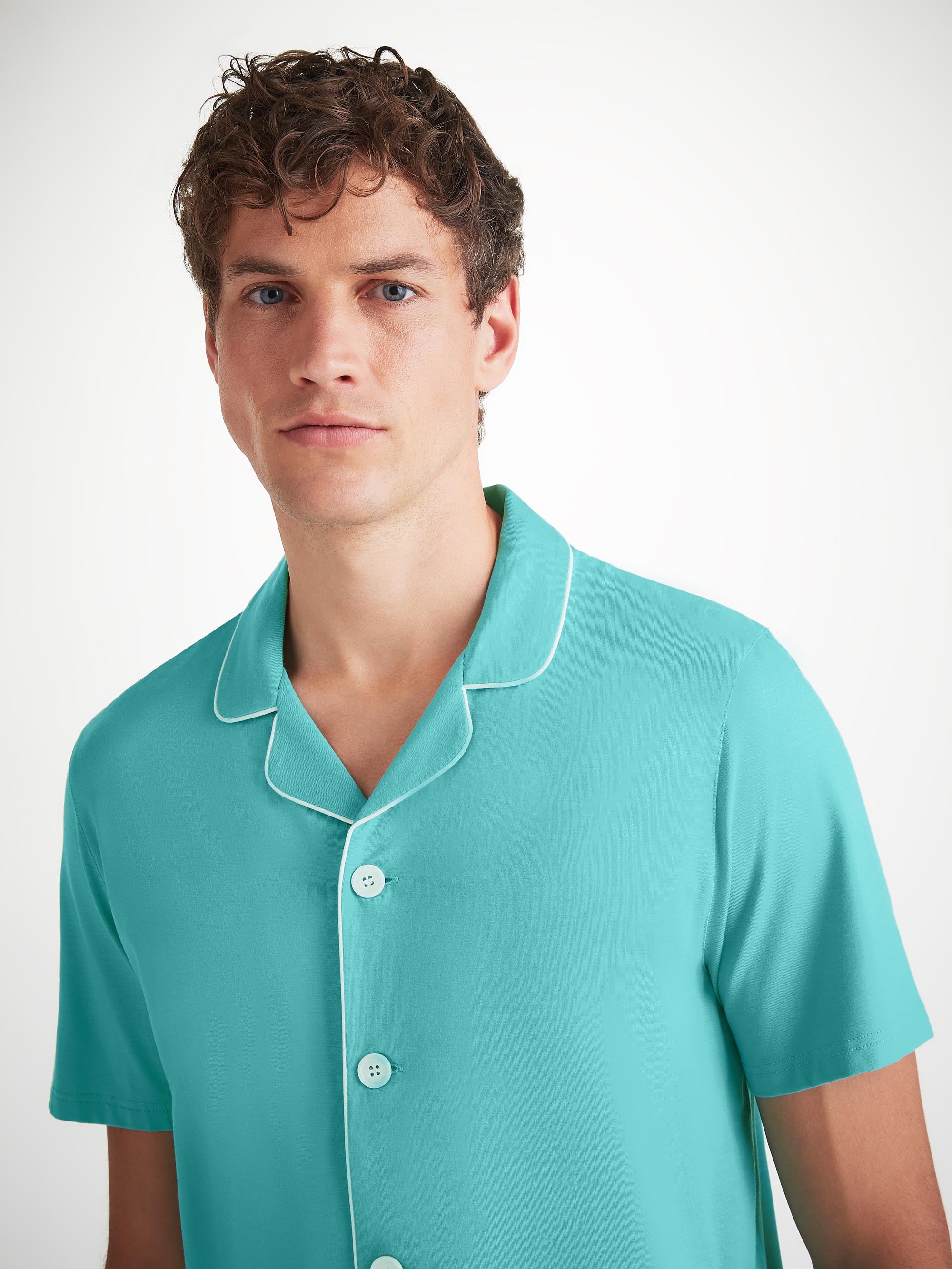 Men's Short Pyjamas Basel Micro Modal Stretch Turquoise