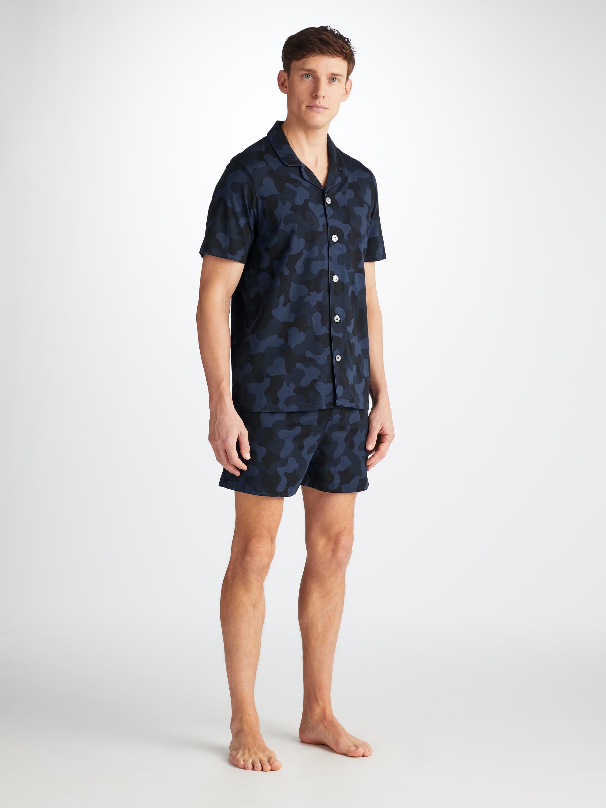 Men's Short Pajamas London 11 Micro Modal Navy