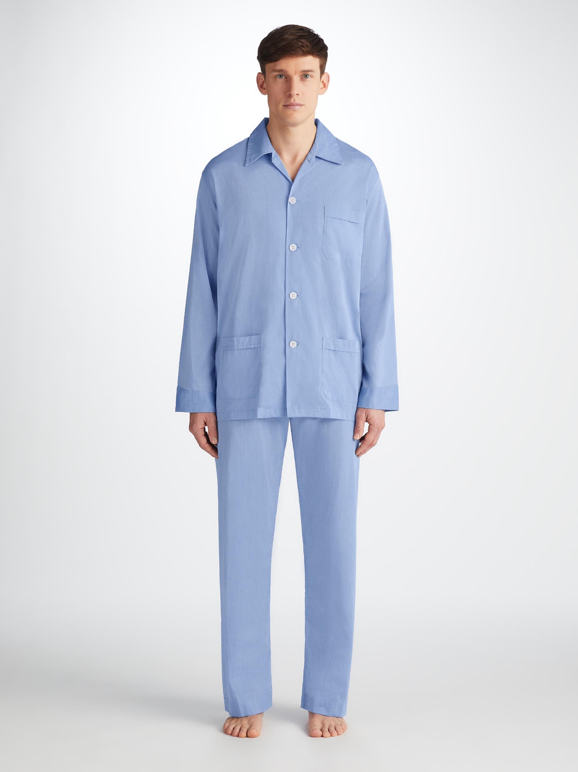 Men's Classic Fit Pajamas Amalfi Cotton Batiste Blue