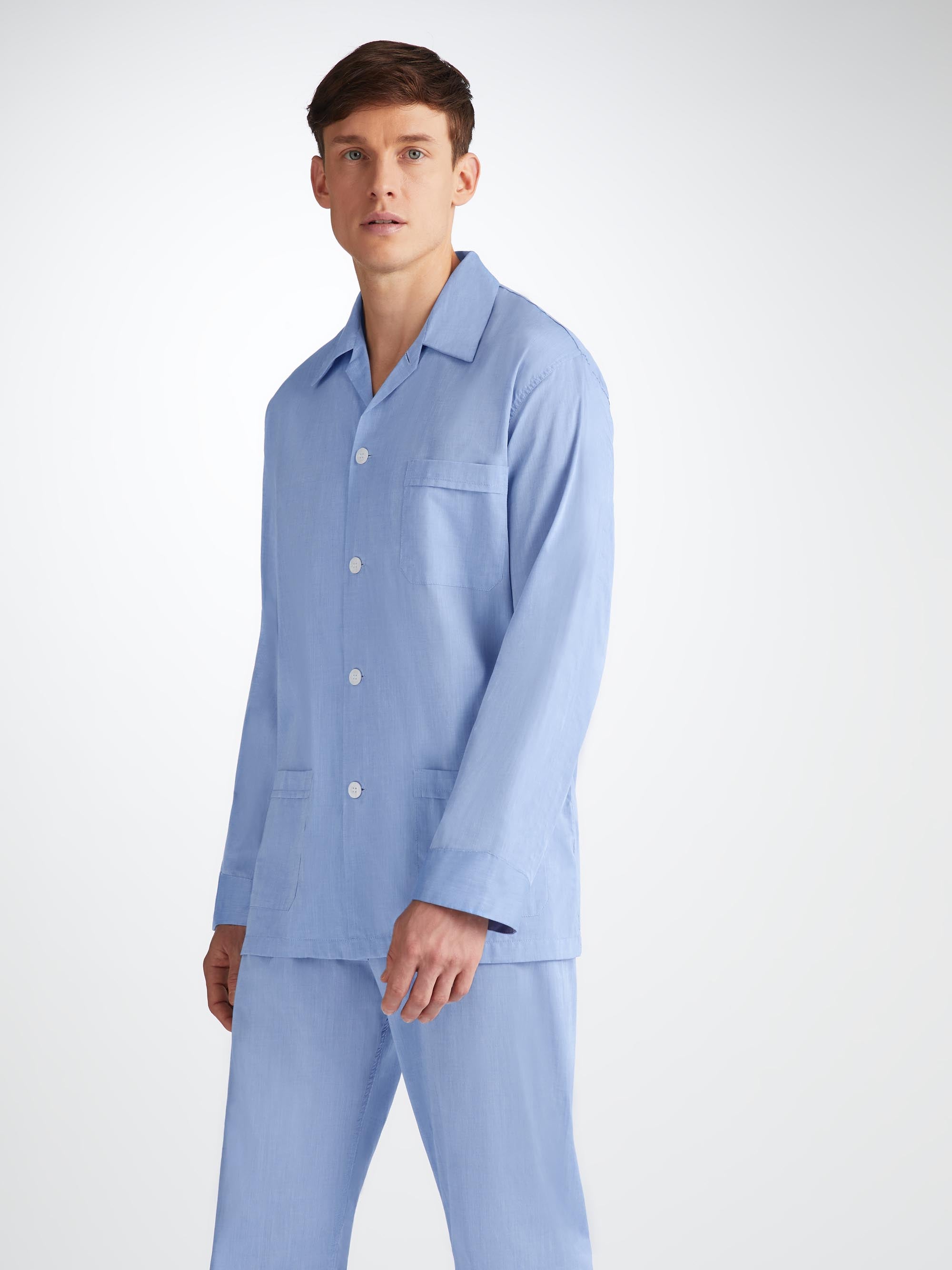 Men's Classic Fit Pyjamas Amalfi Cotton Batiste Blue