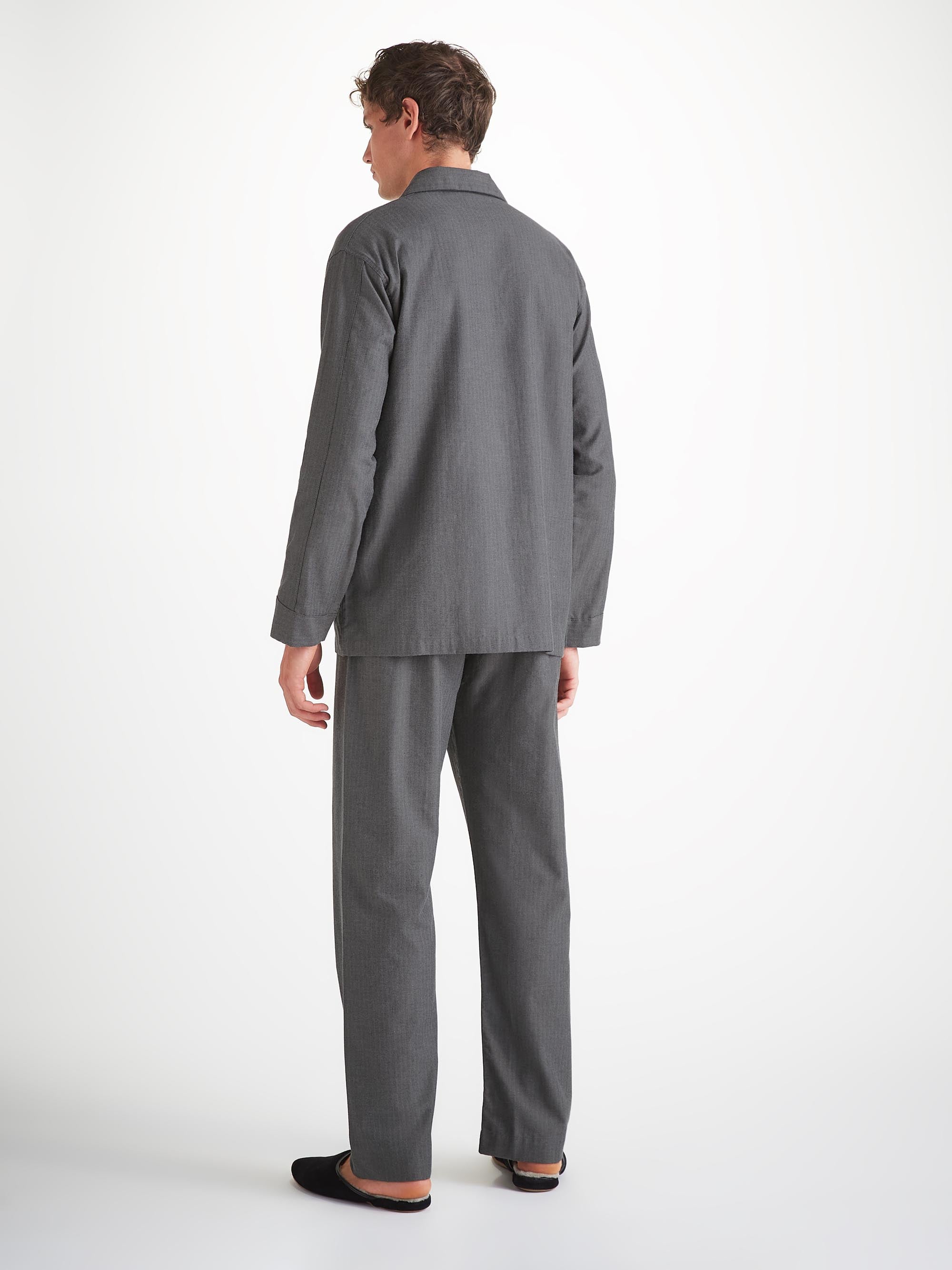 Men's Classic Fit Pajamas Balmoral Brushed Cotton Charcoal