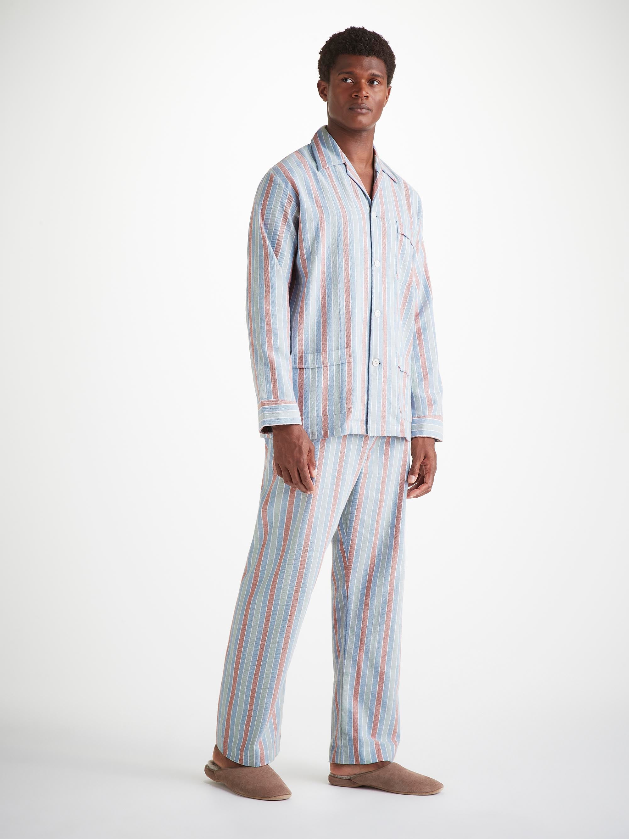 Men's Classic Fit Pyjamas Kelburn 46 Brushed Cotton Blue