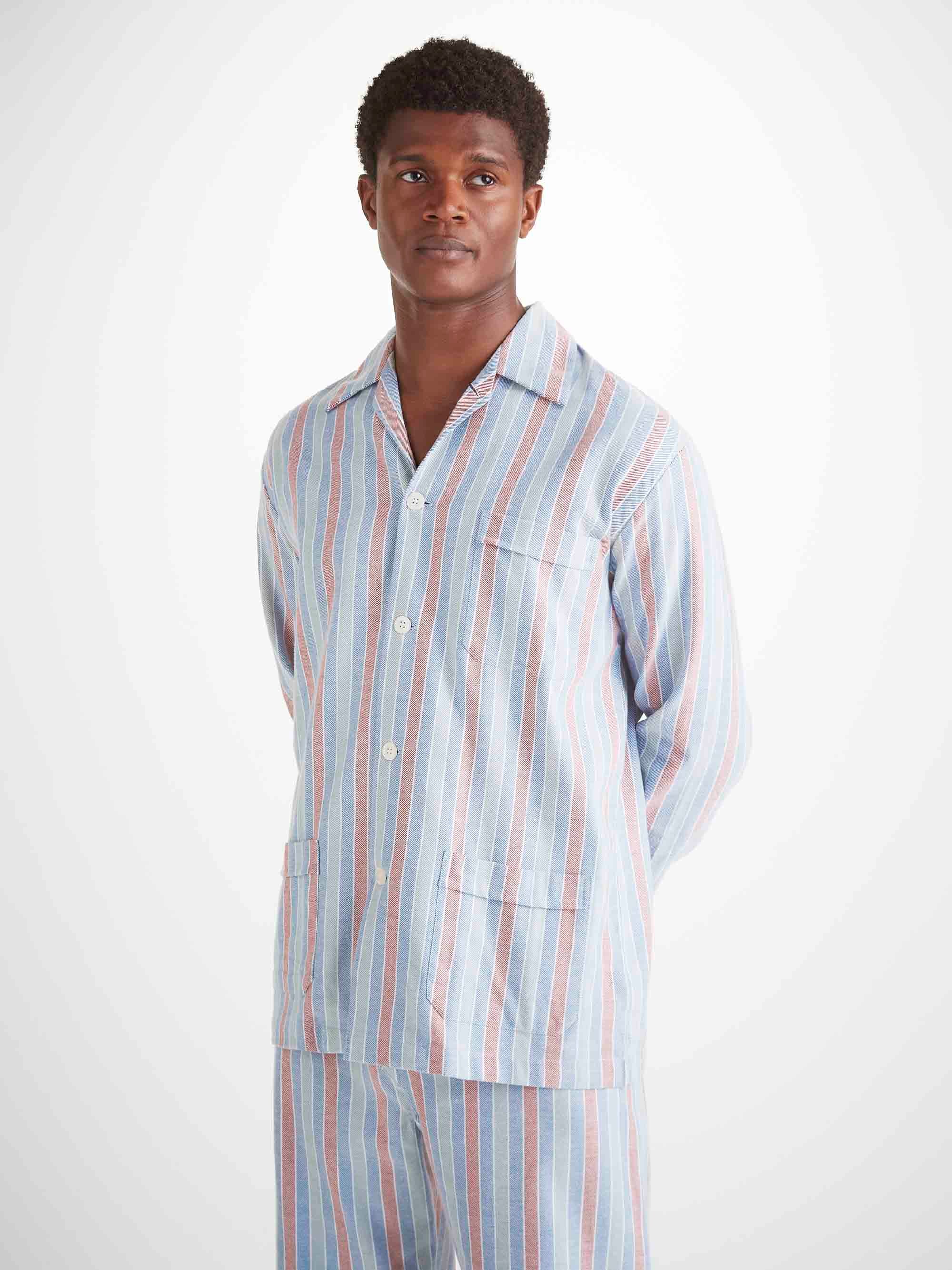 Men's Classic Fit Pajamas Kelburn 46 Brushed Cotton Blue