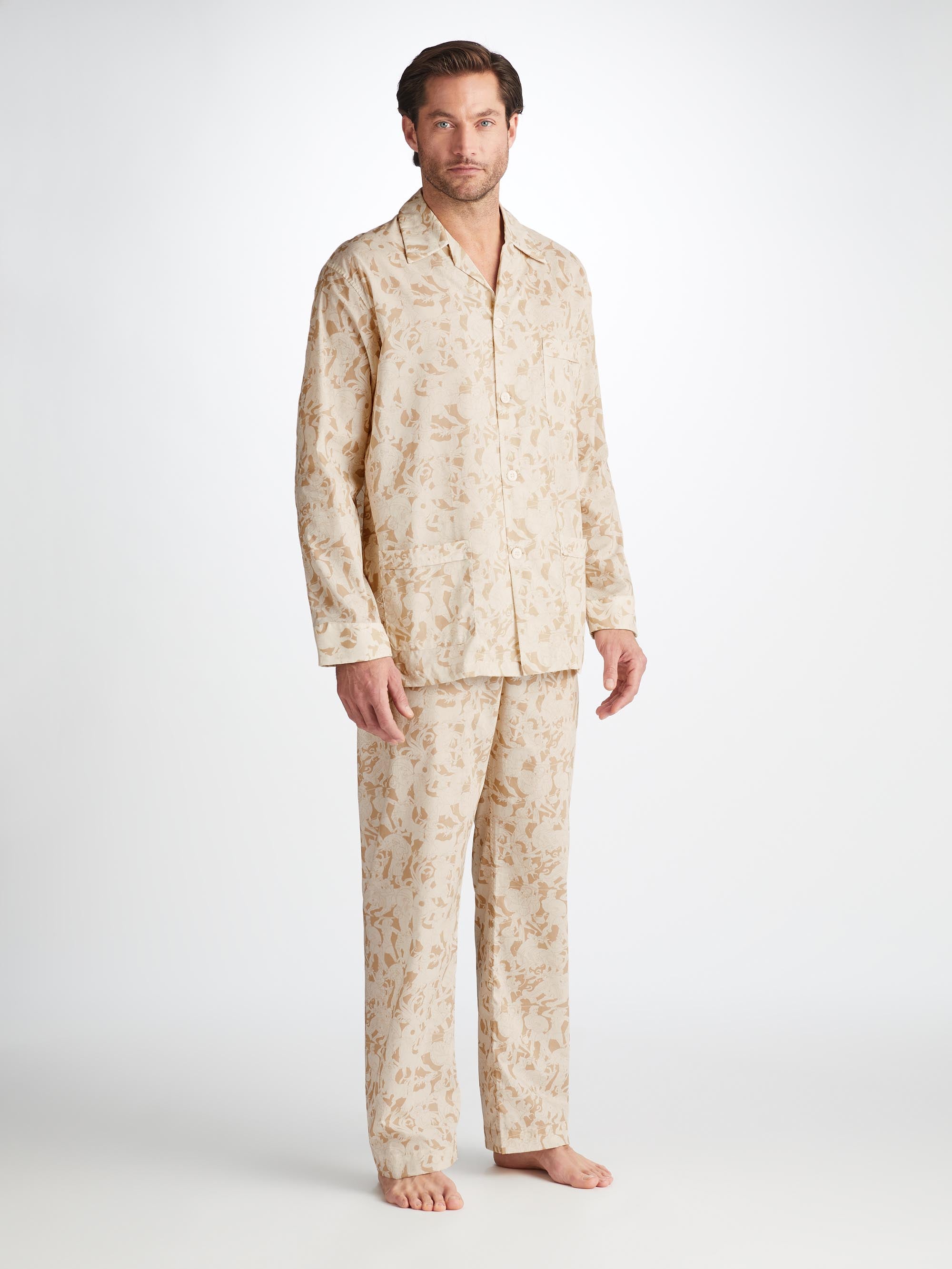 Men's Classic Fit Pajamas Ledbury 73 Cotton Batiste Sand