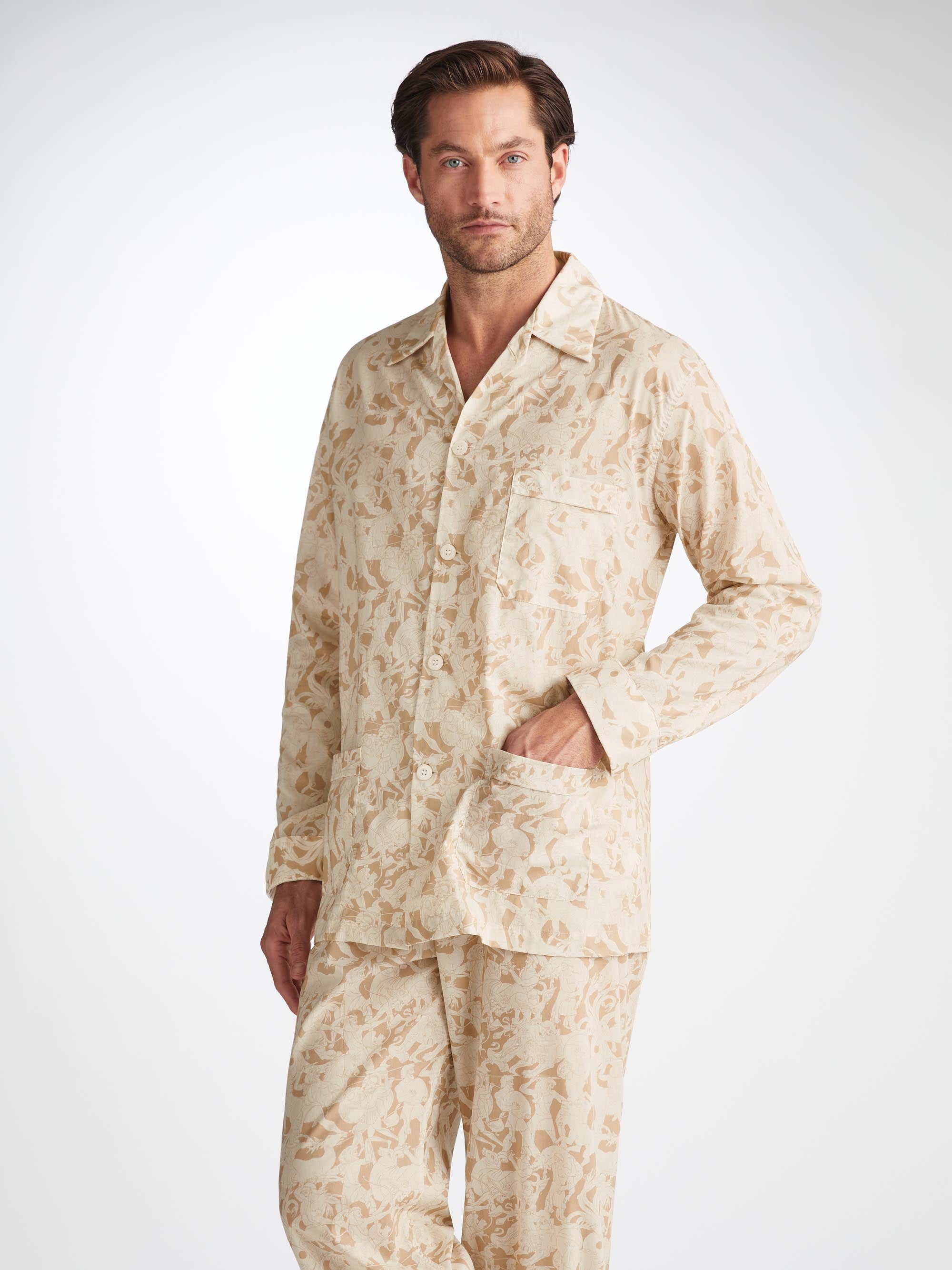 Men's Classic Fit Pajamas Ledbury 73 Cotton Batiste Sand