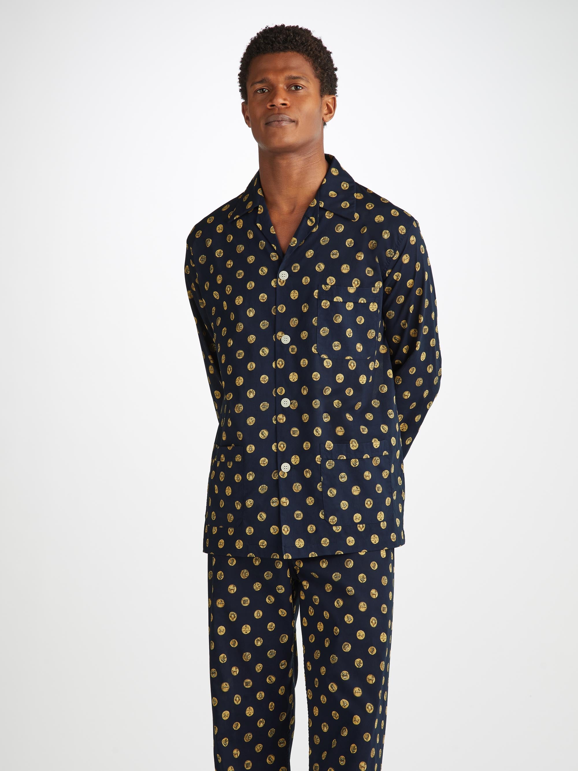 Men's Classic Fit Pajamas Ledbury 78 Cotton Batiste Navy