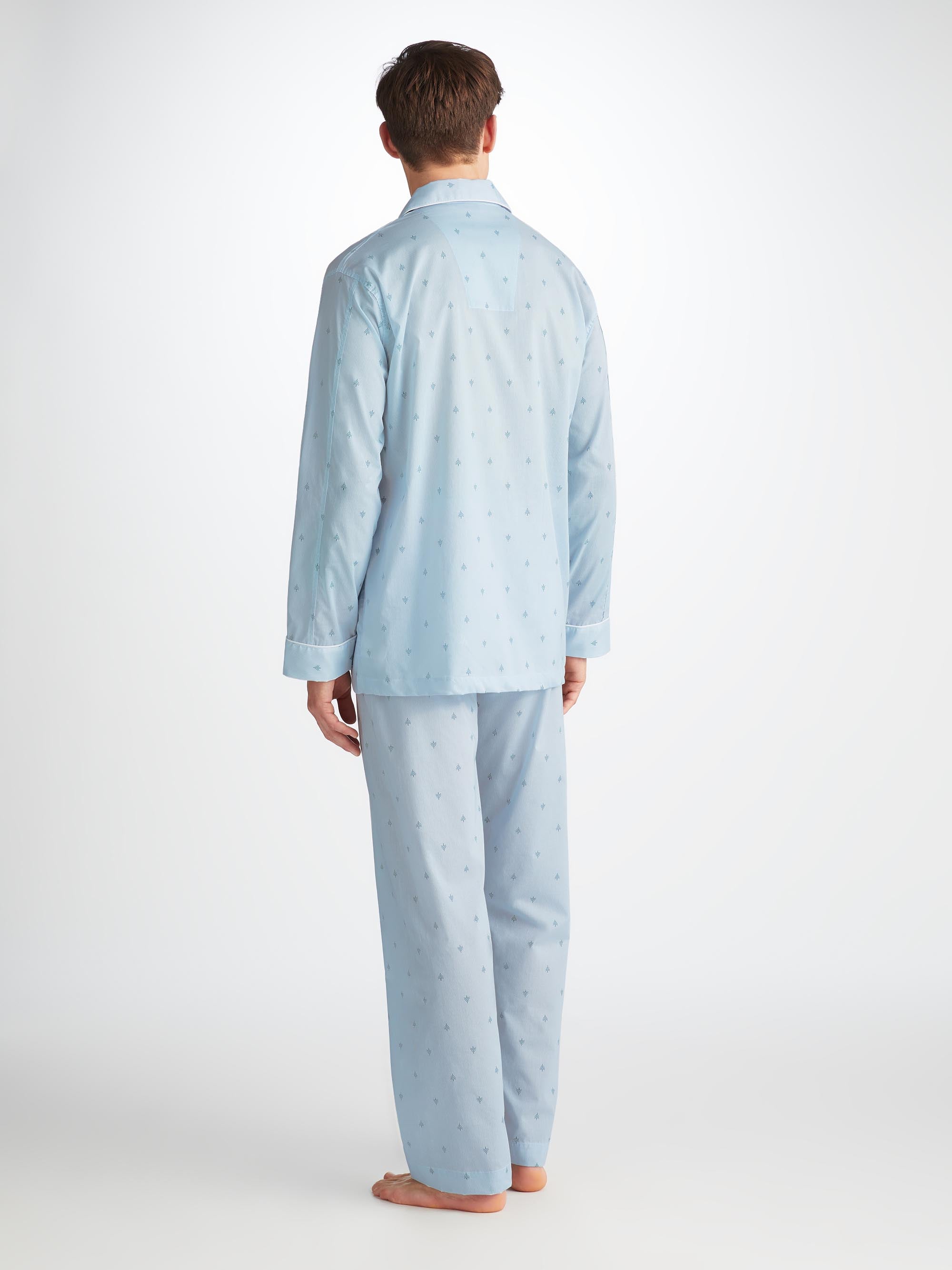 Men's Classic Fit Pajamas Nelson 100 Cotton Batiste Blue