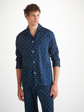 Men's Classic Fit Pyjamas Cotton Batiste Navy Sailor's Knot Print