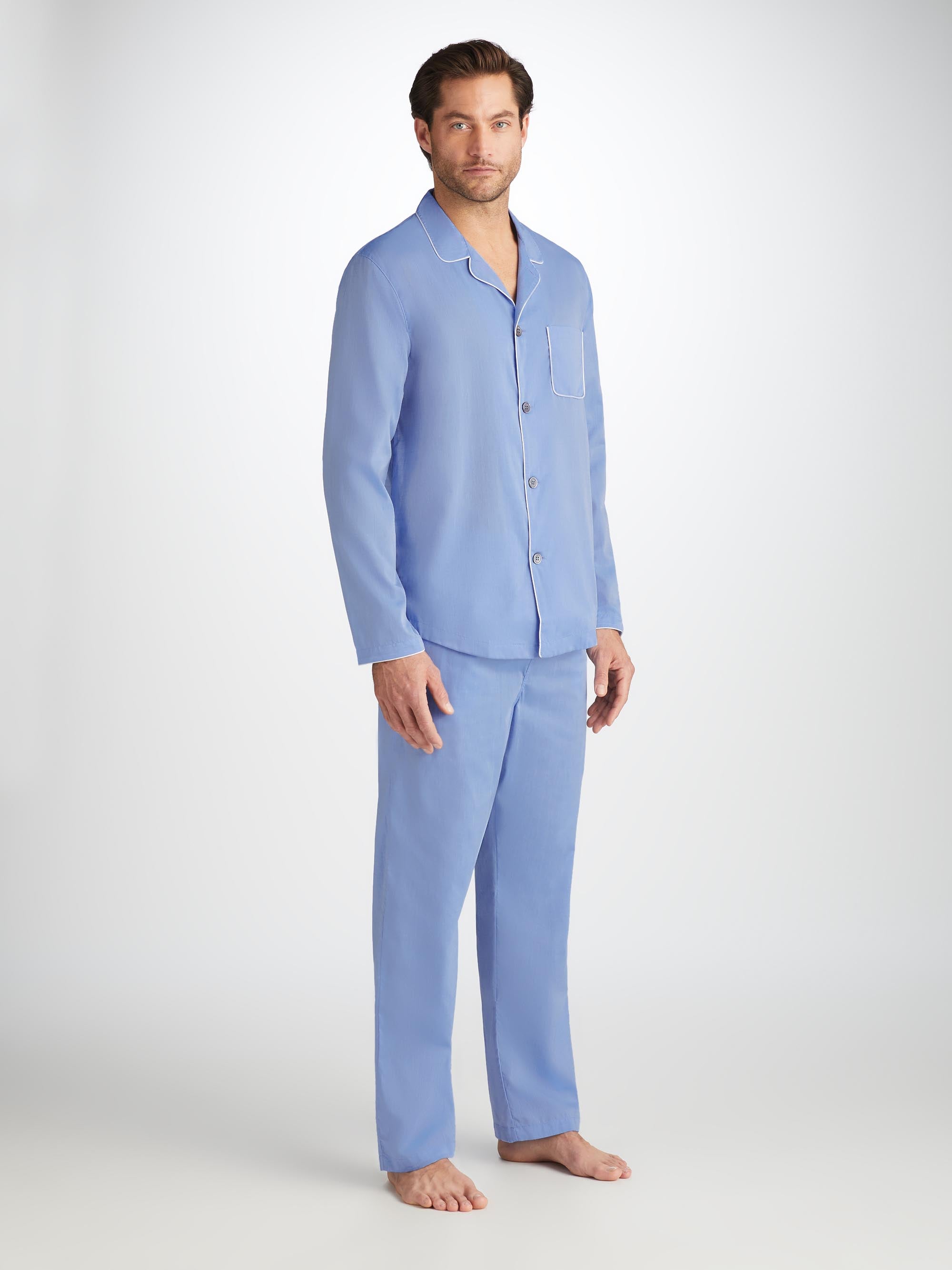 Men's Modern Fit Pajamas Amalfi Cotton Batiste Blue