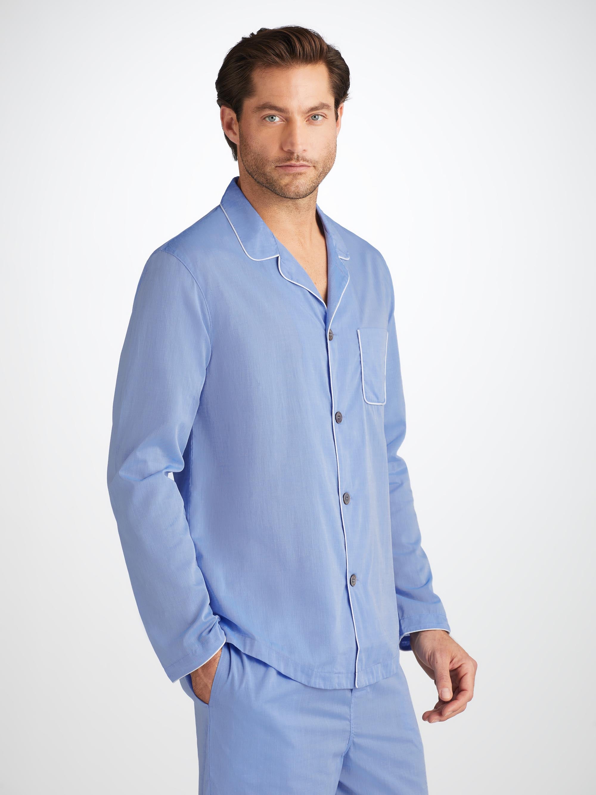 Men's Modern Fit Pajamas Amalfi Cotton Batiste Blue