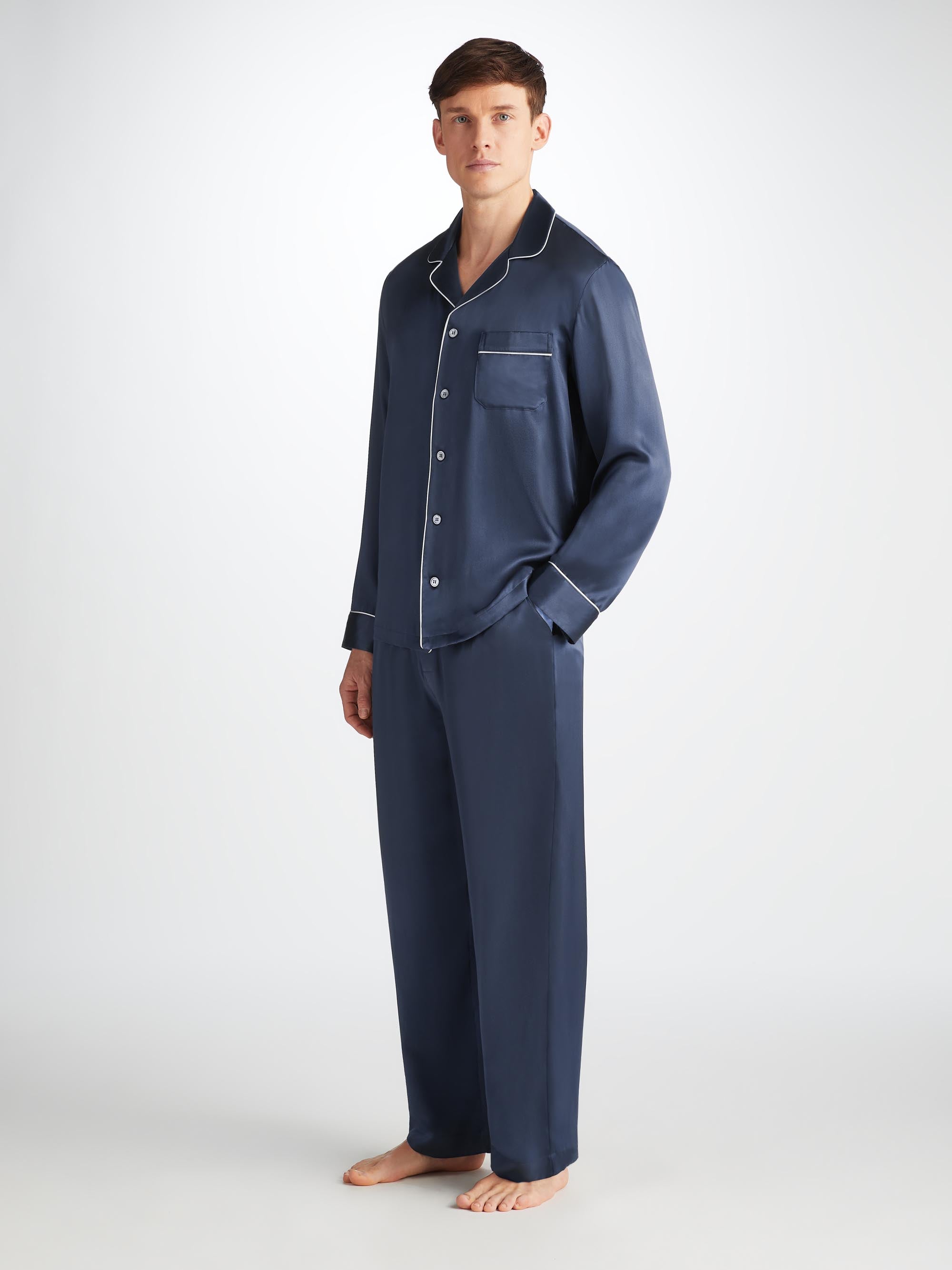 Men's Pajamas Bailey Silk Satin Navy