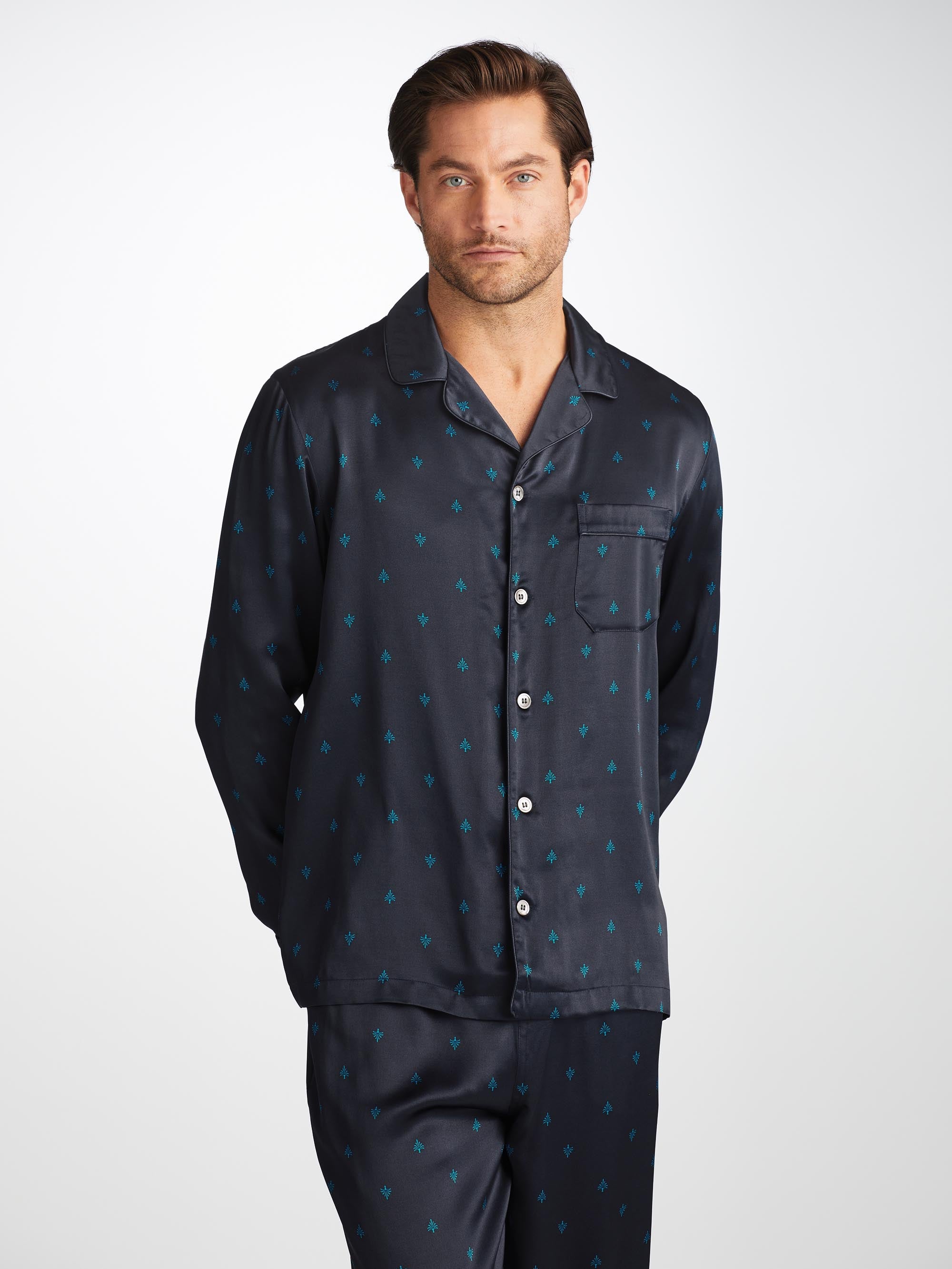 Men's Pyjamas Brindisi 106 Silk Satin Navy