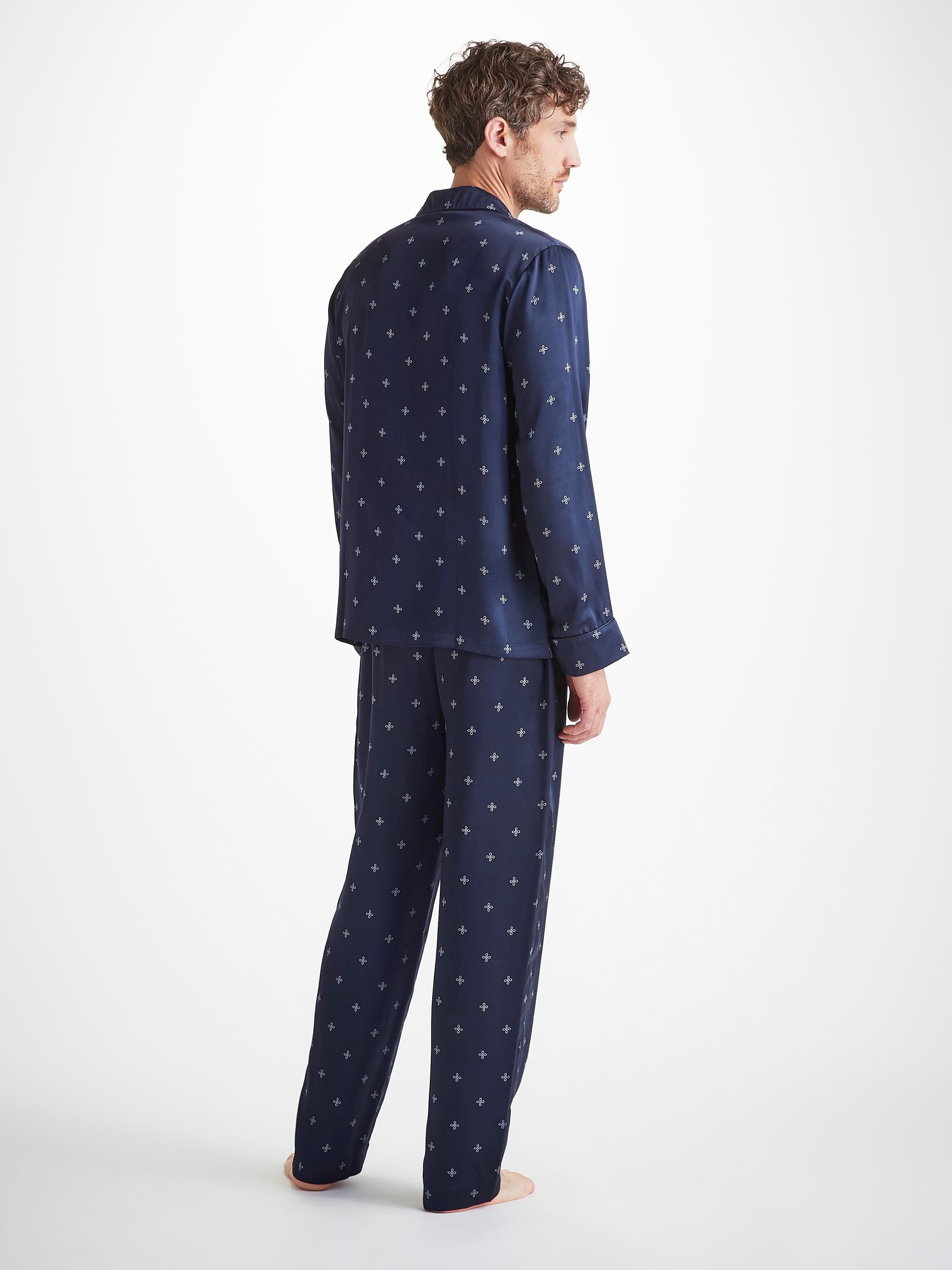 Men's Pyjamas Silk Satin Navy Sailor's Knot Print