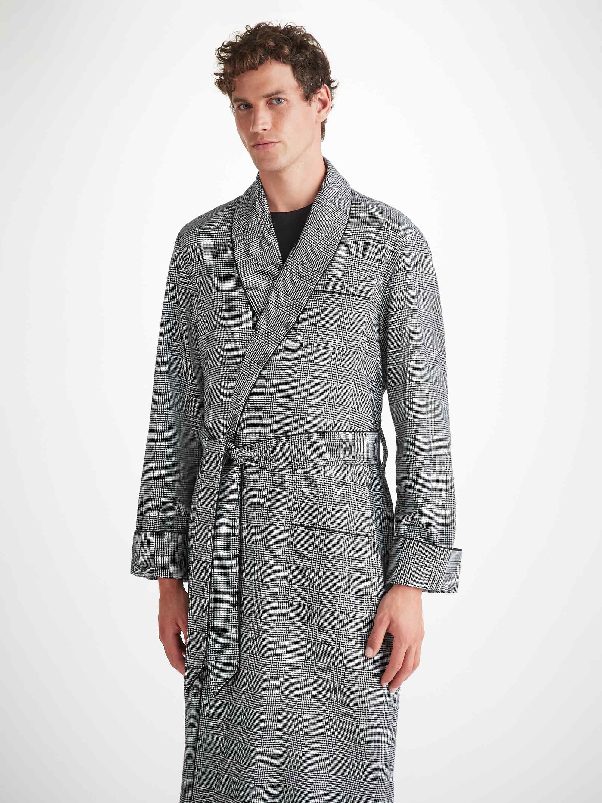 Men's Dressing Gown Kelburn 42 Brushed Cotton Black