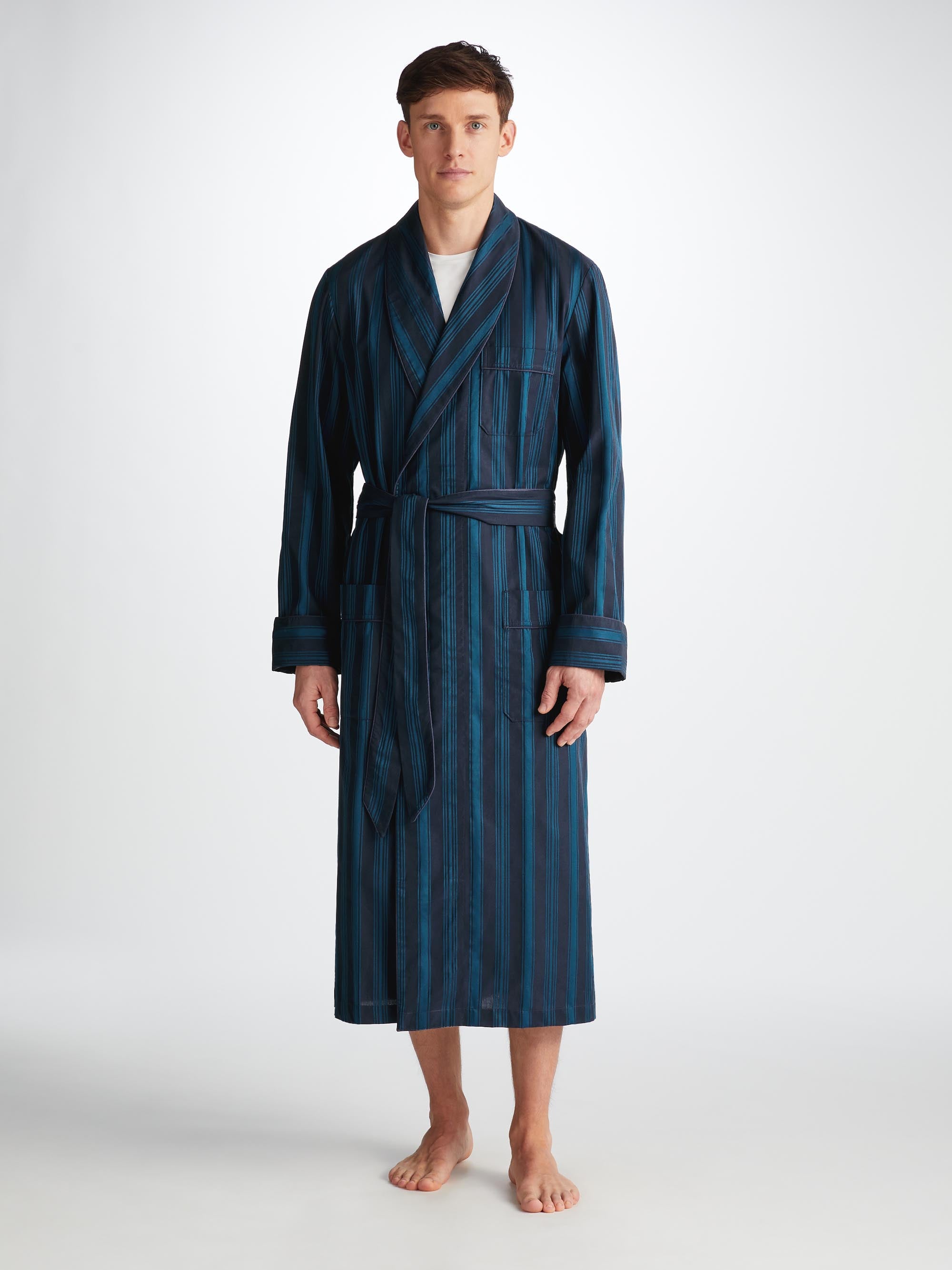 Men's Dressing Gown Royal 222 Cotton Navy