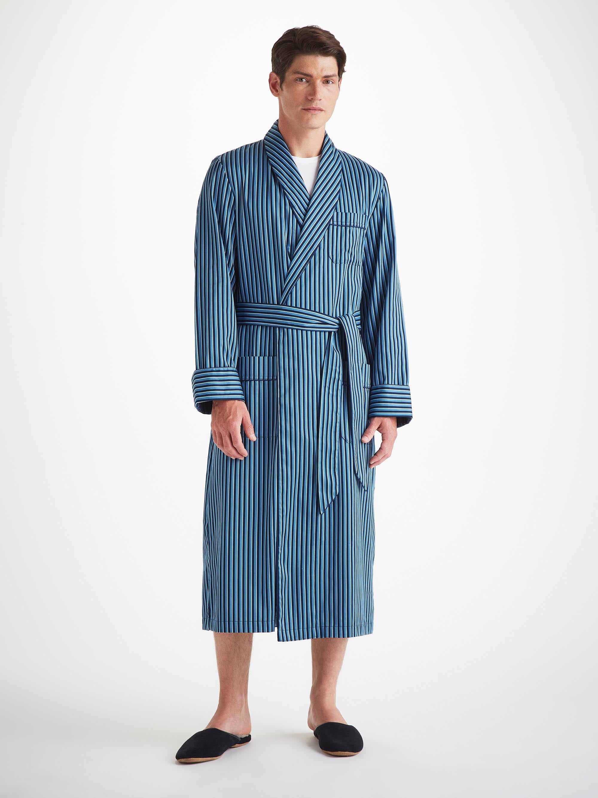 Men's Dressing Gown Wellington 58 Cotton Blue