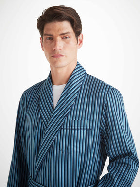 Men's Dressing Gown Wellington 58 Cotton Blue