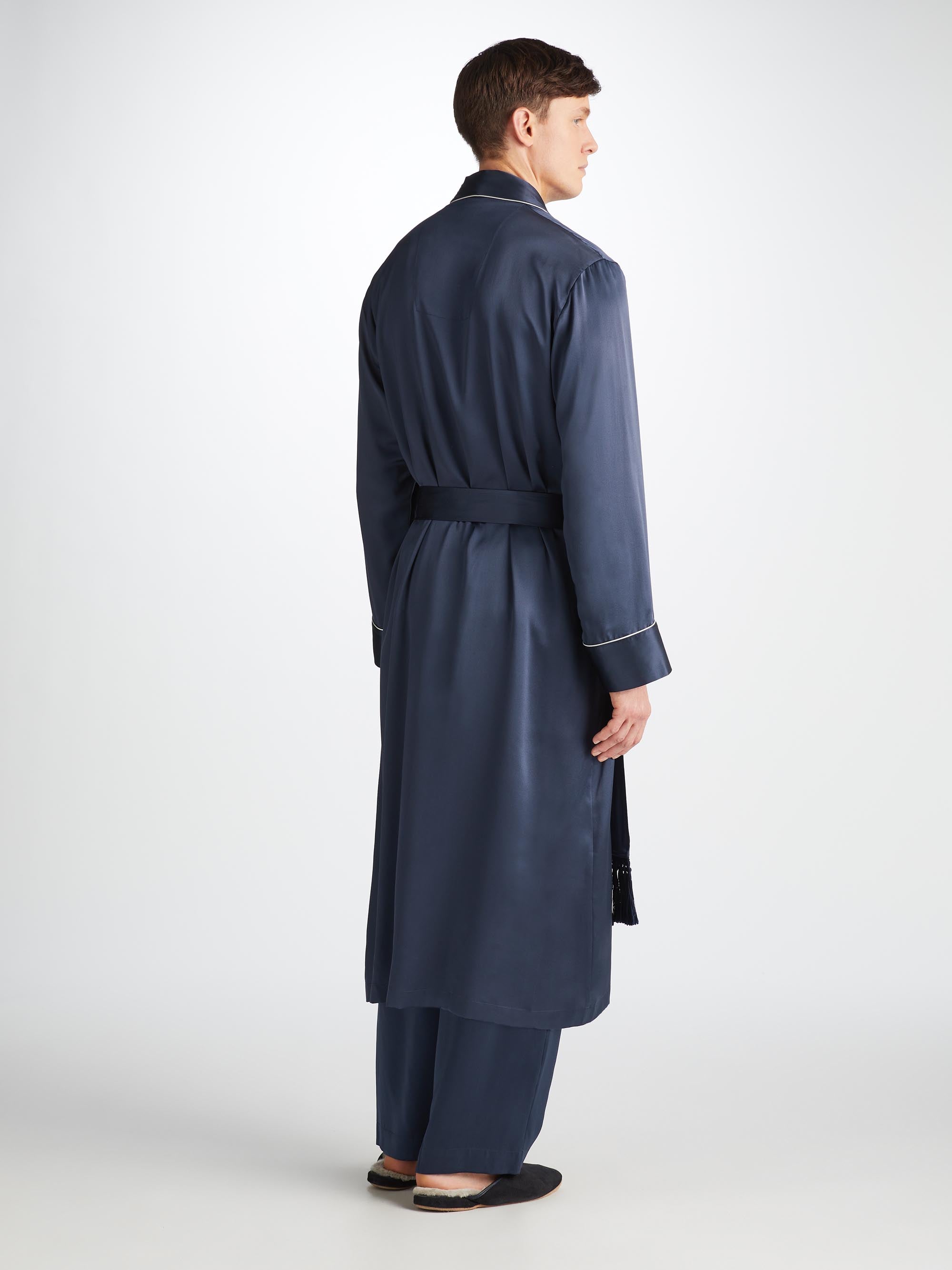 Men's Robe Bailey Silk Satin Navy