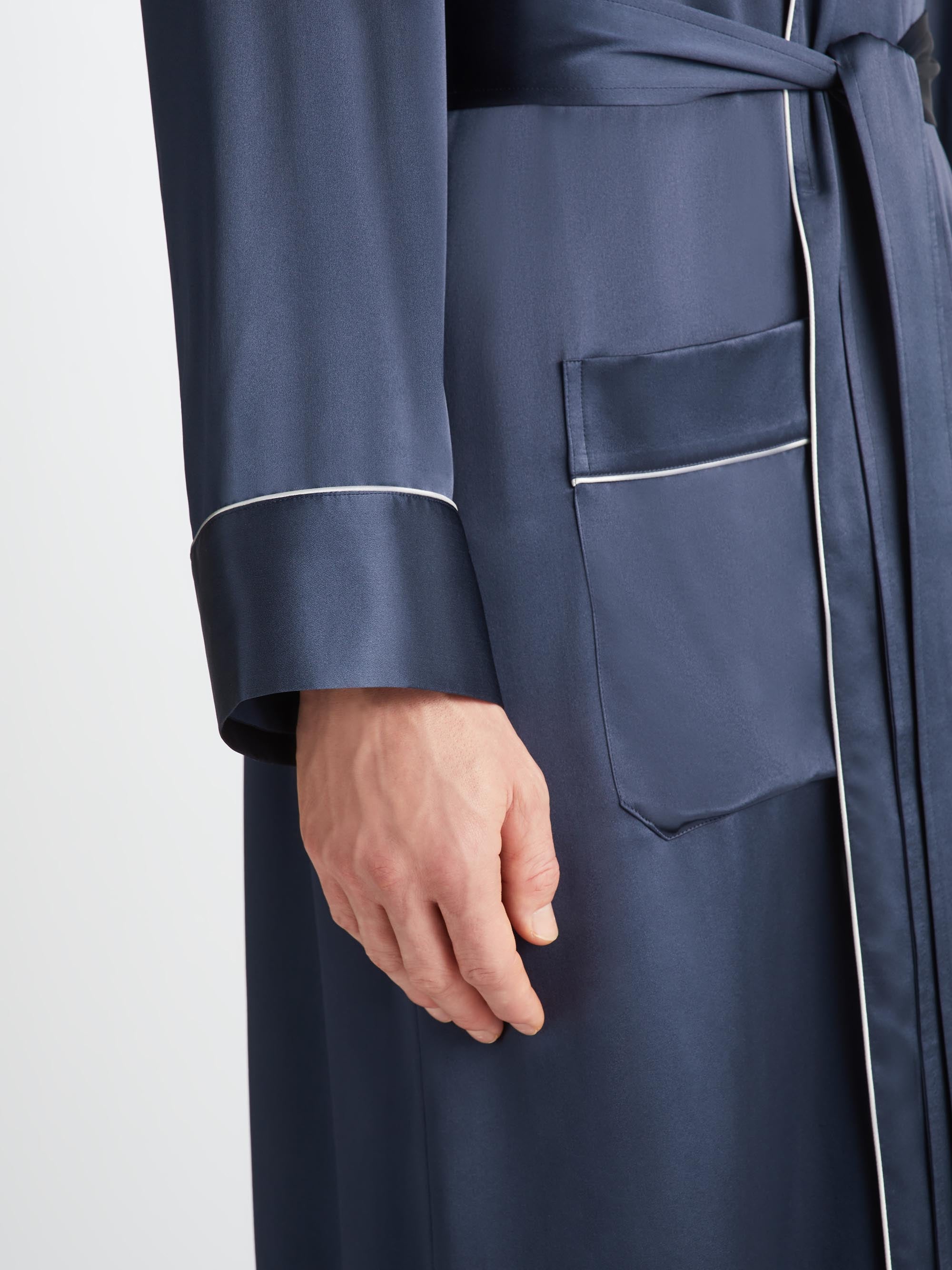 Men's Robe Bailey Silk Satin Navy