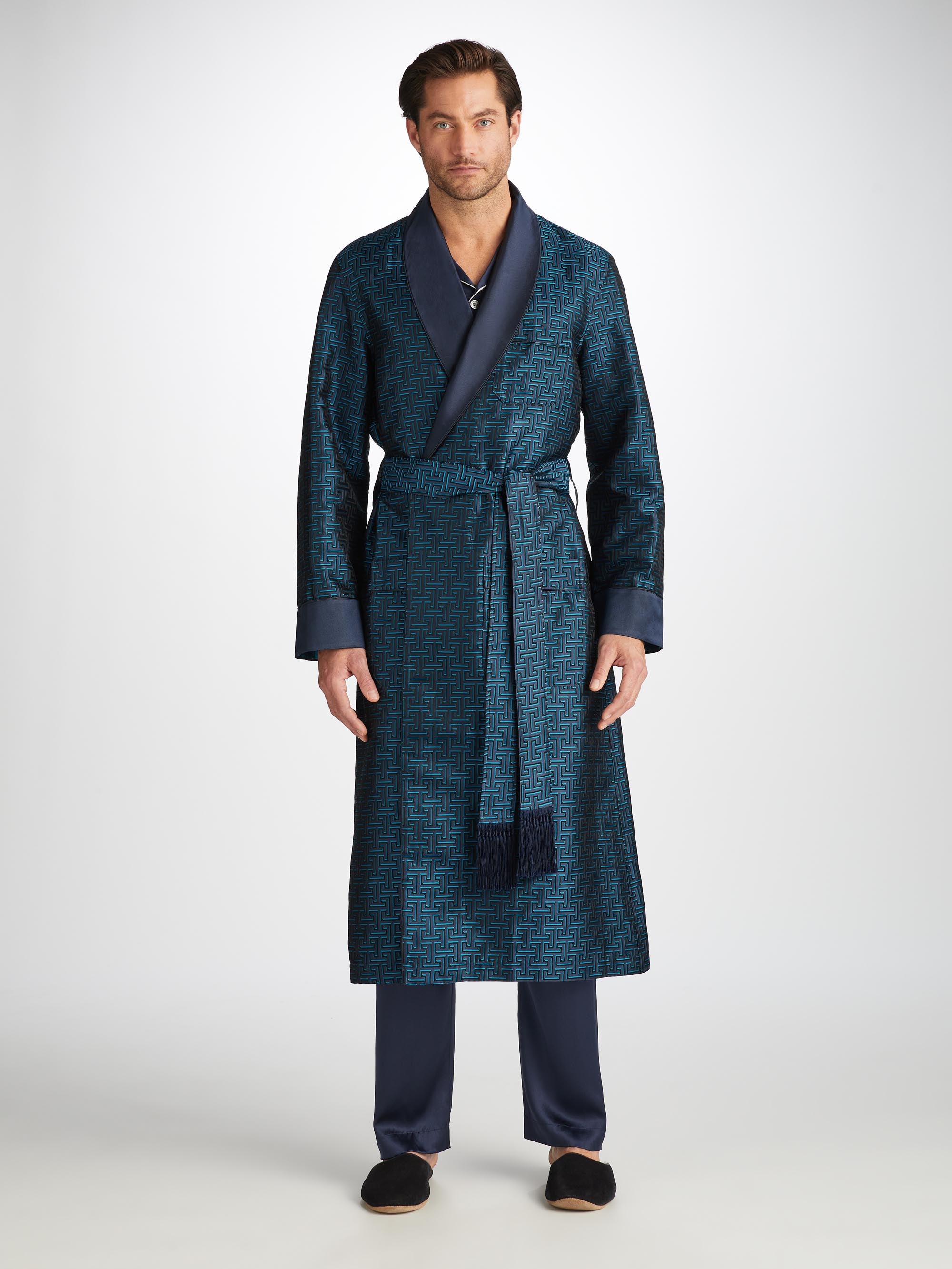 Men's Robe Verona 68 Silk Jacquard Navy