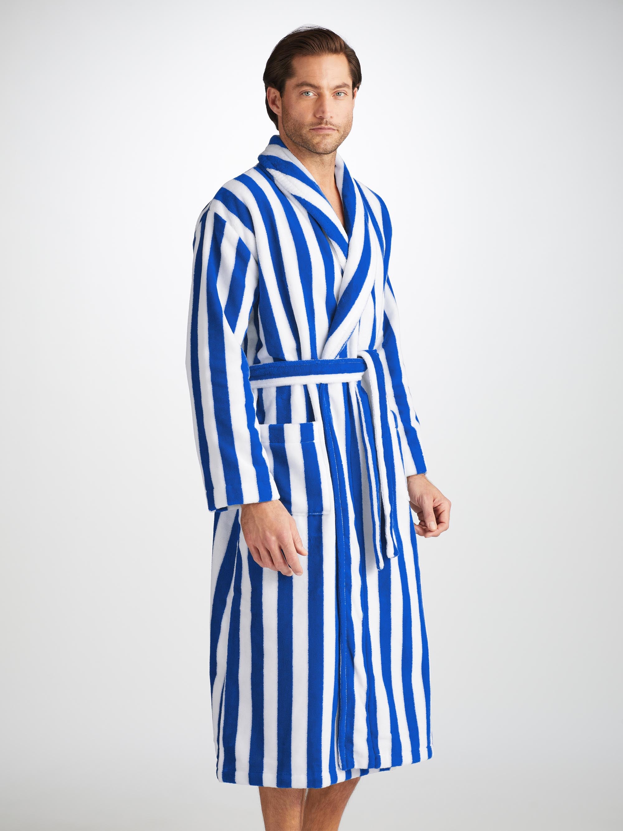 Men's Bathrobe Aston Terry Cotton Blue