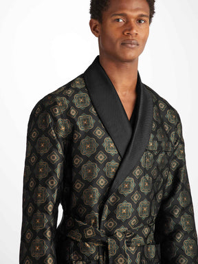 Men's Smoking Jacket Verona 69 Silk Satin Black